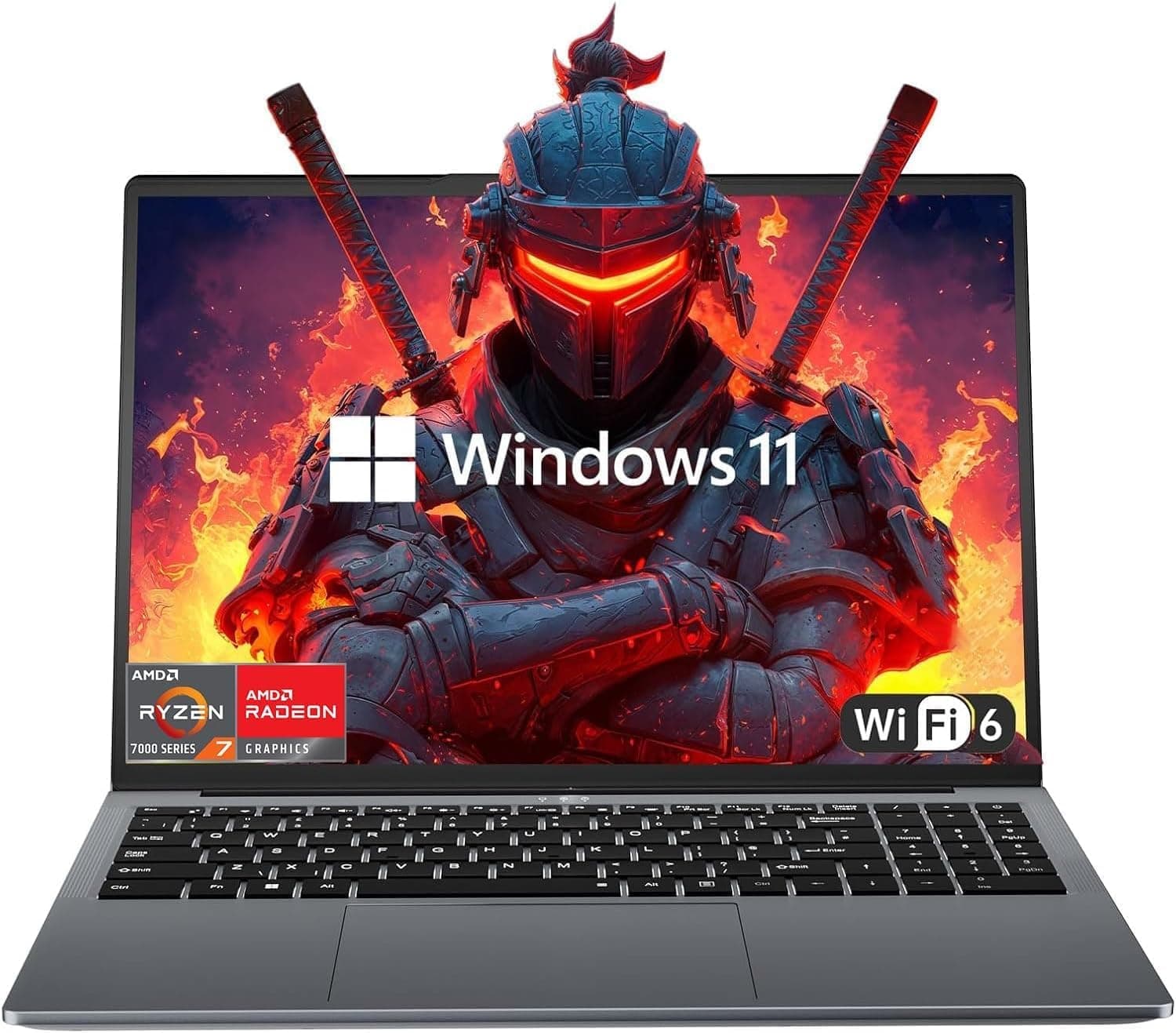 KAIGERR Gaming Laptop, 16" Laptop with AMD Ryzen 7 7730U(8C/16T, Up to 4.5GHz), 16GB RAM 512GB NVMe SSD Windows 11 High Performance Laptop Computer, Up to 2TB, Radeon RX Vega 8 Graphics, WiFi 6