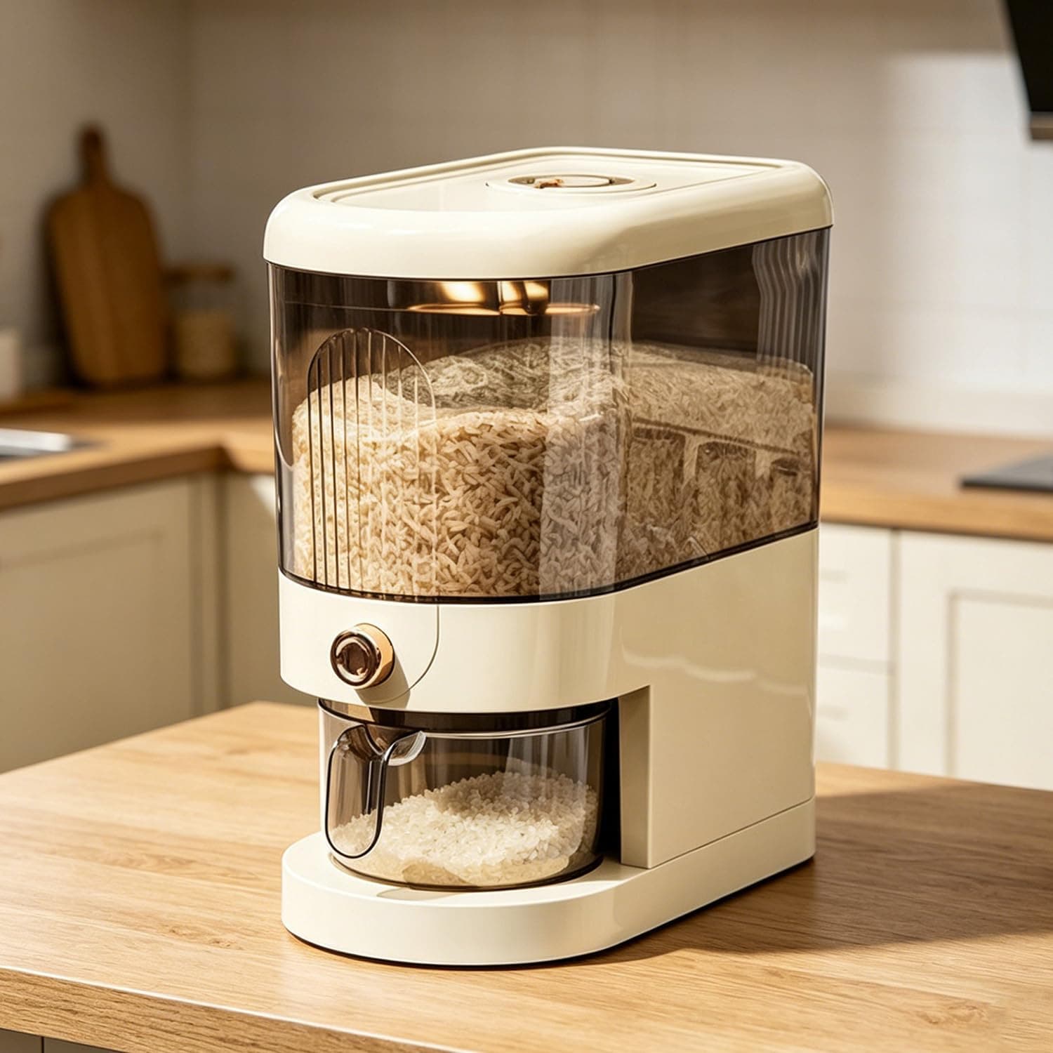 Large Capacity Airtight Rice Storage Container - Wide Mouth Grain & Dry Food Bin with Thick Silicone Seal, BPA-Free, Stackable Kitchen Pantry Organizer for Flour, Cereals, Sugar (Small)