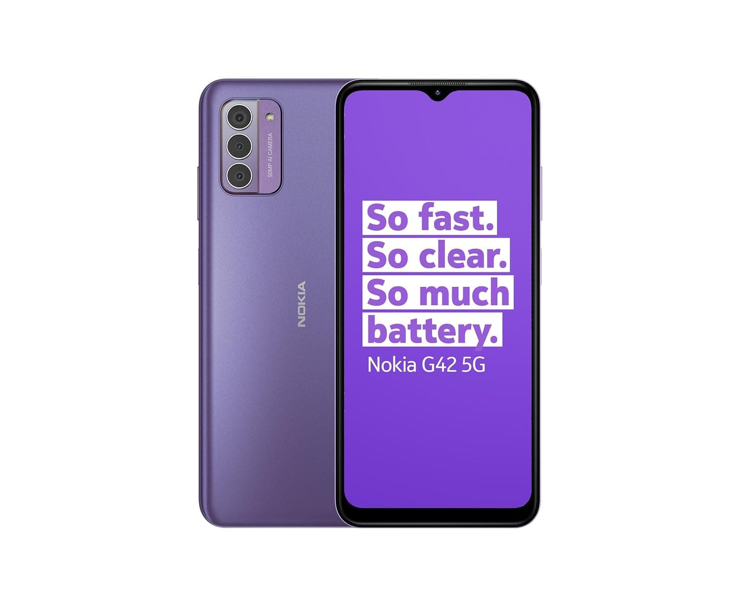 Nokia G42 Dual-SIM 128GB ROM + 6GB RAM (Only GSM | No CDMA) Factory Unlocked 5G Smartphone (So Purple) - International Version