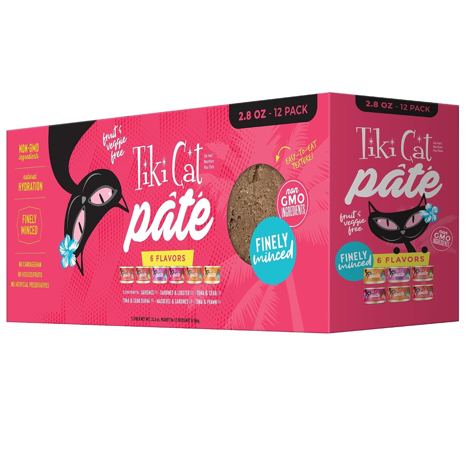 Tiki Cat Grill Pate Canned Wet Food - High Protein and Grain Free - Variety Pack Recipes in Broth 2.8 oz. Cans 12 Pack | High protein pâté variety pack, seafood, supports hydration, finely minced, non-GMO ingredients, wet cat food