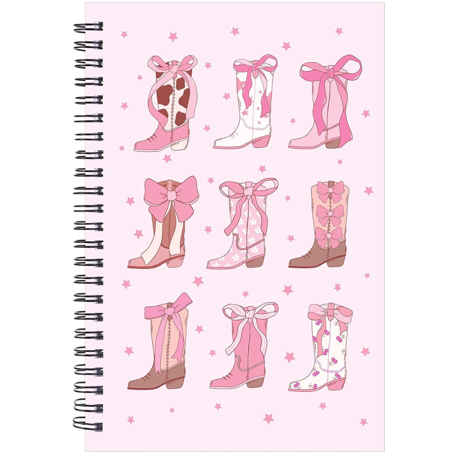 INCOK Western Cowgirl Notebook - Cute Spiral Journal Cowgirl Gifts for Women Girls Western Office Supplies Preppy Pink Note Book School Study Stationery for Students 5.5x8.3 Inches