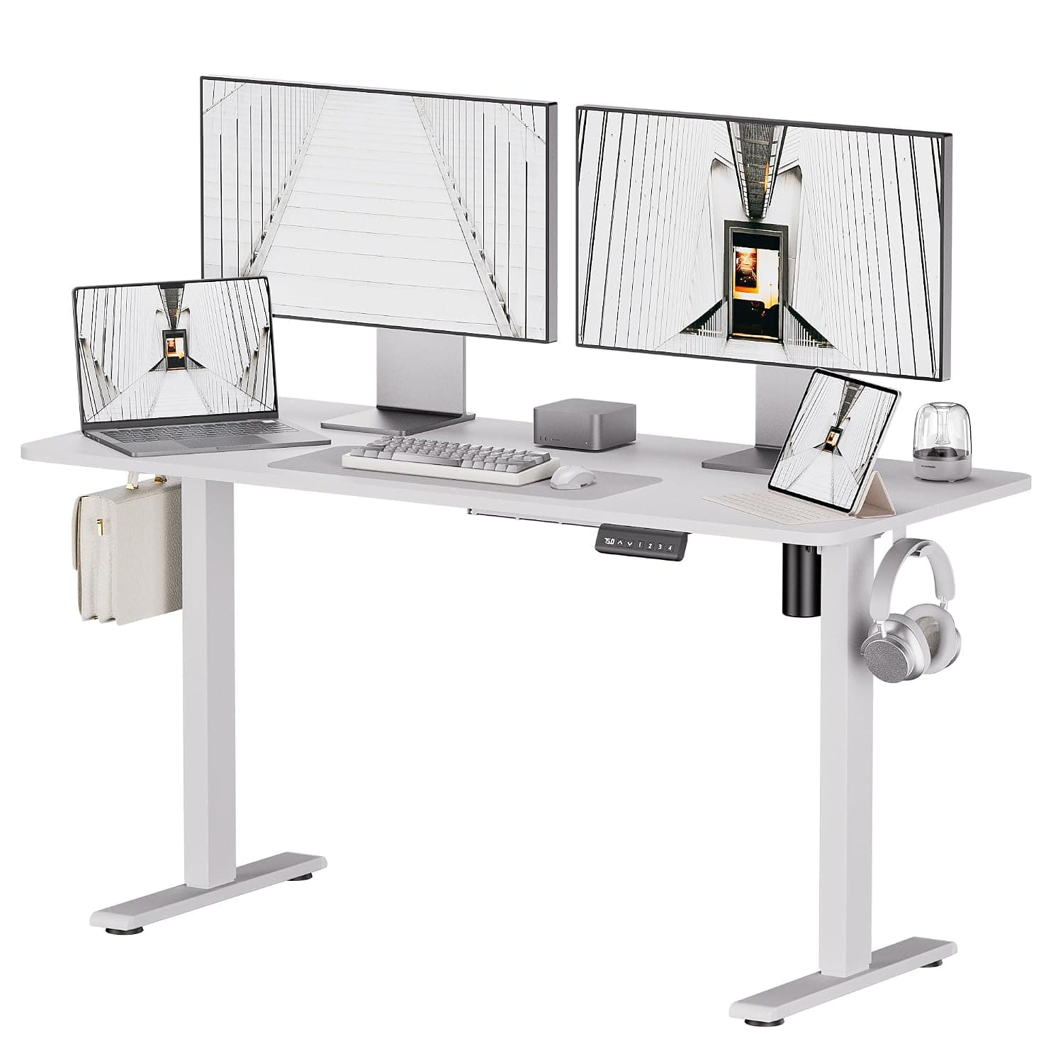 Electric Standing Desk - Adjustable Height with Memory Preset, 140 x 60 cm Ergonomic Design Home Office Standing Desk