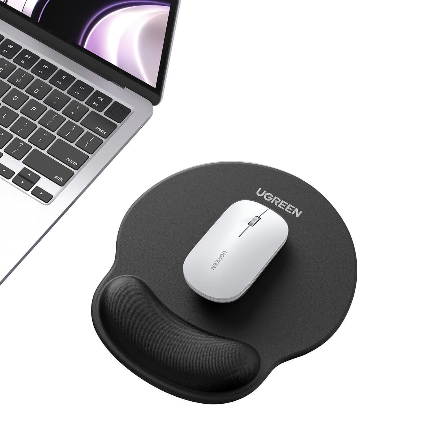 UGREEN Ergonomic Mouse Pad with Memory Foam Wrist Rest | Memory foam, wrist support, smooth surface, non-slip PU base for gaming and office