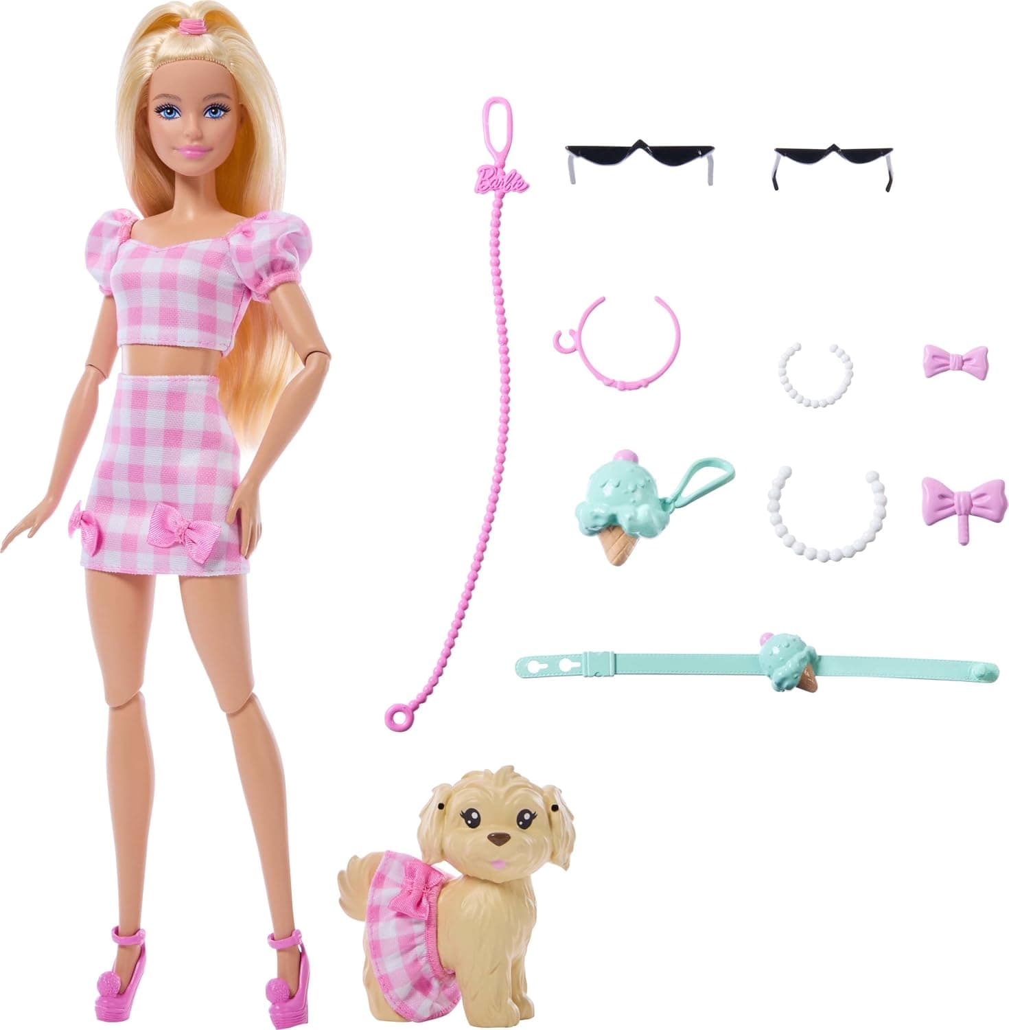 Barbie® Twinning Looks - Blonde Doll | and Accessories for Both like Sunglasses, Necklaces and Bows, Blonde, JFP36