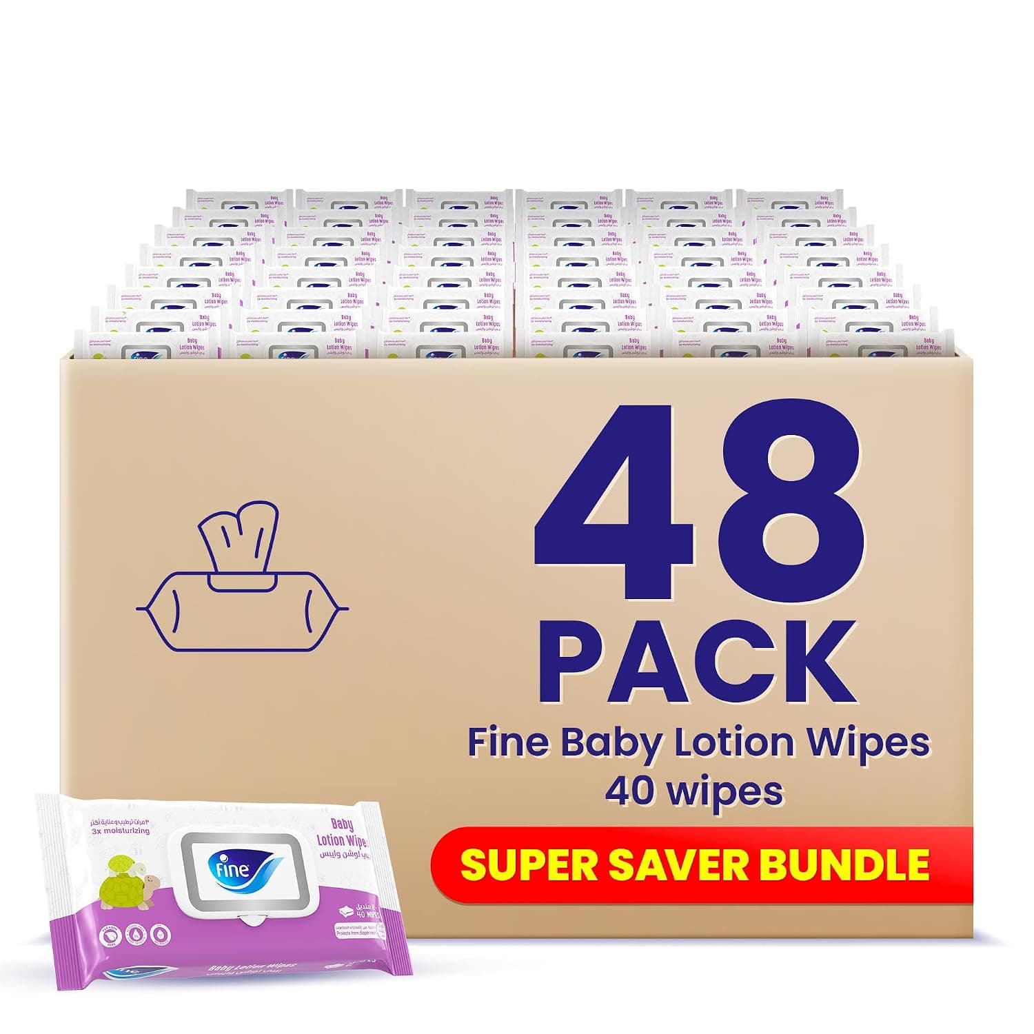 Fine Baby Lotion Wipes 24X72, 1,920 Wet Wipes