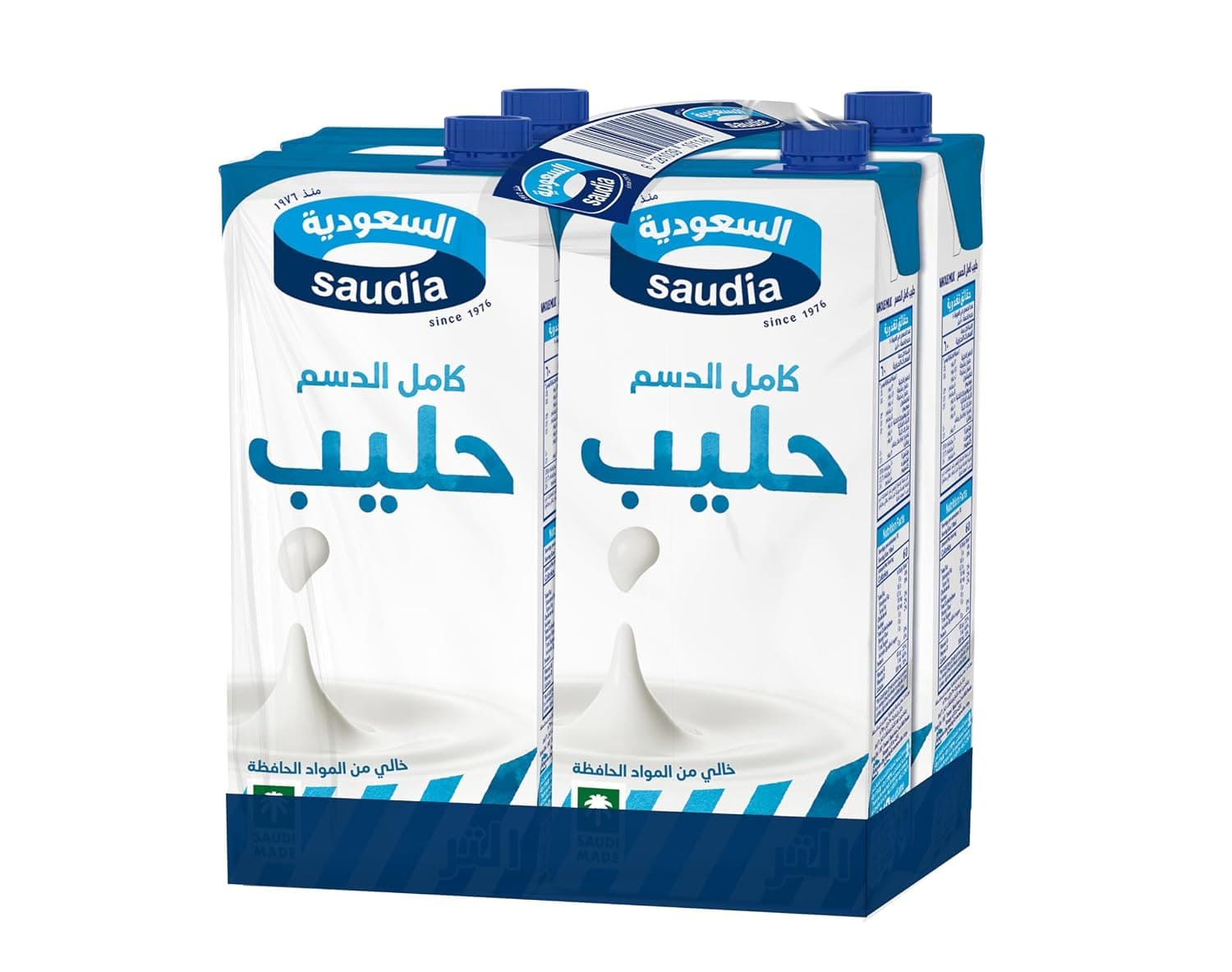 Saudia Whole Milk – Full Cream Fresh Milk, 1L x 4 Packs (Total 4 Liters)