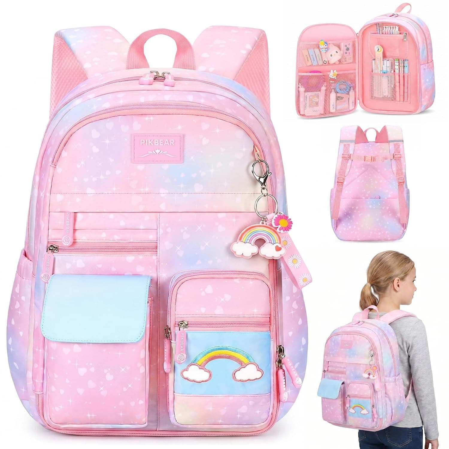 School bag, شنط مدرسية Yakiter Kids Backpacks Cartoon Cute Kids Travel Backpack Red Unicorn Backpack, Durable and Water Proof, Suitable for Boys Girls to Schooll Backpacks for Daily Use