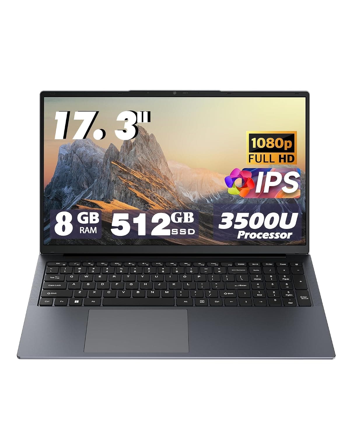 17.3 Inch Backlit Keyboard Laptop, AMD 3500U (Up to 3.7GHz), DDR4 8GB SSD 512GB, Type-C, RJ45, Bluetoothi 5.0, Dual WiFi, USB 3.0, Webcam, HDMI, Ultral Light Laptop for Students and Business