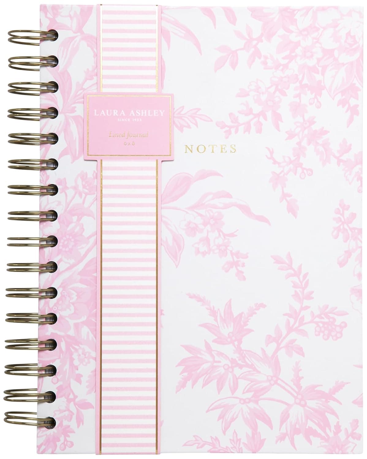 Laura Ashley A5 6x8 Hardcover Spiral Journal 256 Lined Pages for Women | English Garden Floral Cover with Gilded Page Edges, Double-Wire Binding Lays Flat for Note Taking and Planning