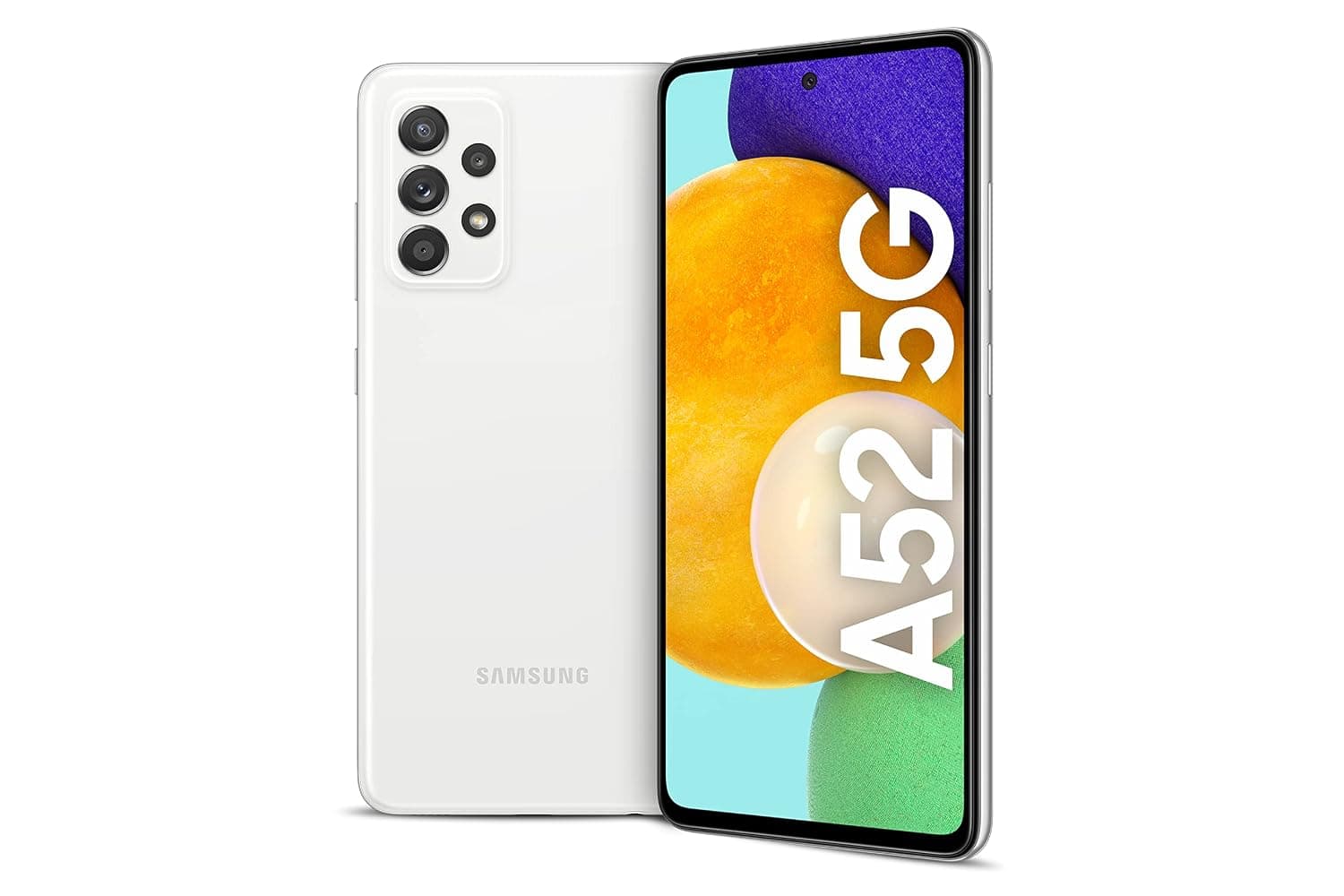 SAMSUNG Galaxy A52 5G, Ultra High-Res Quad Camera, 4K Video, Game Booster, Dual SIM Smartphone, All Day Battery, KSA Version, White, 128GB