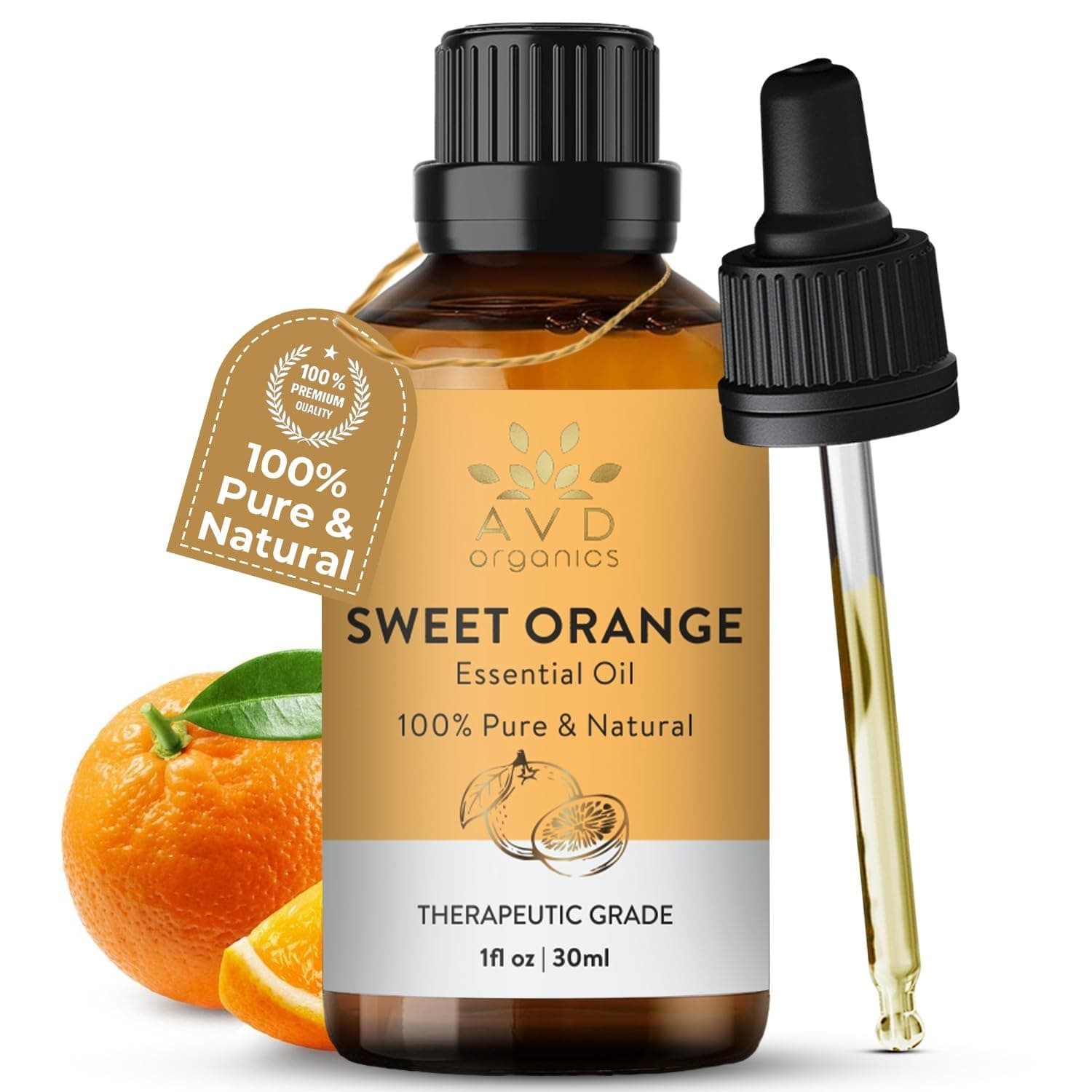AVD ORGANICS Sweet Orange Essential Oil 30Ml | 100% Pure And Natural | Therapeutic Grade Essential Oil For Aromatherapy And Skin | 1 Fl. Oz