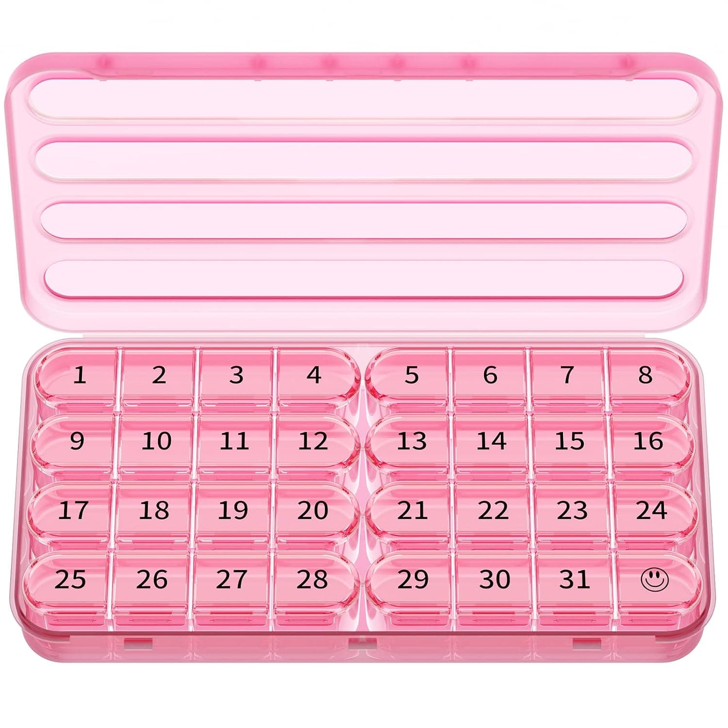 Zoksi Monthly Pill Organizer 1 Time a Day, 30 Day Pill Box Organizer Once a Day, One Month Large Pill Case for Travel, 31 Day Daily Medcine Container for Vitamins, Supplement & Medication (Pink)