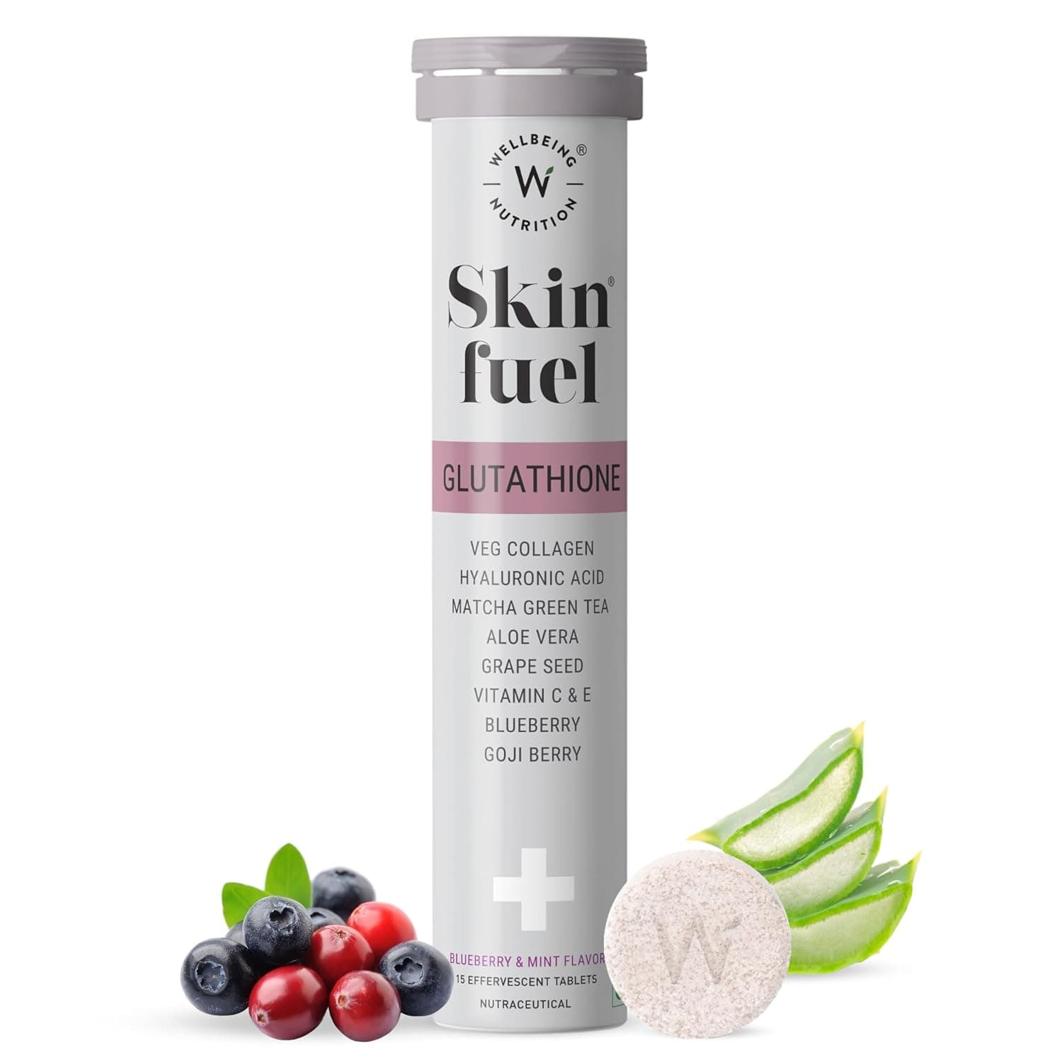 Wellbeing Nutrition Fuel Skin Collagen Builder, L-Glutathione, Hyaluronic Acid
