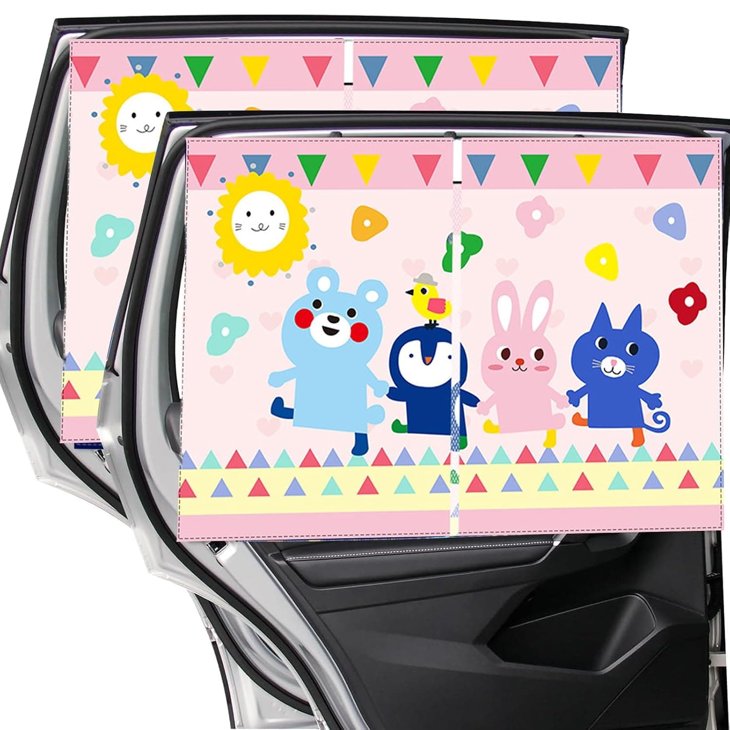 VUCATIN Car Window Sun Shades for Baby, Magnetic Double Layer Car Sun Shade for Side Windows,Protects from Sun Glare Heat Blocks UV Rays Glare Car Interior Sun Blocker Protect kid from UV Rays (pink)