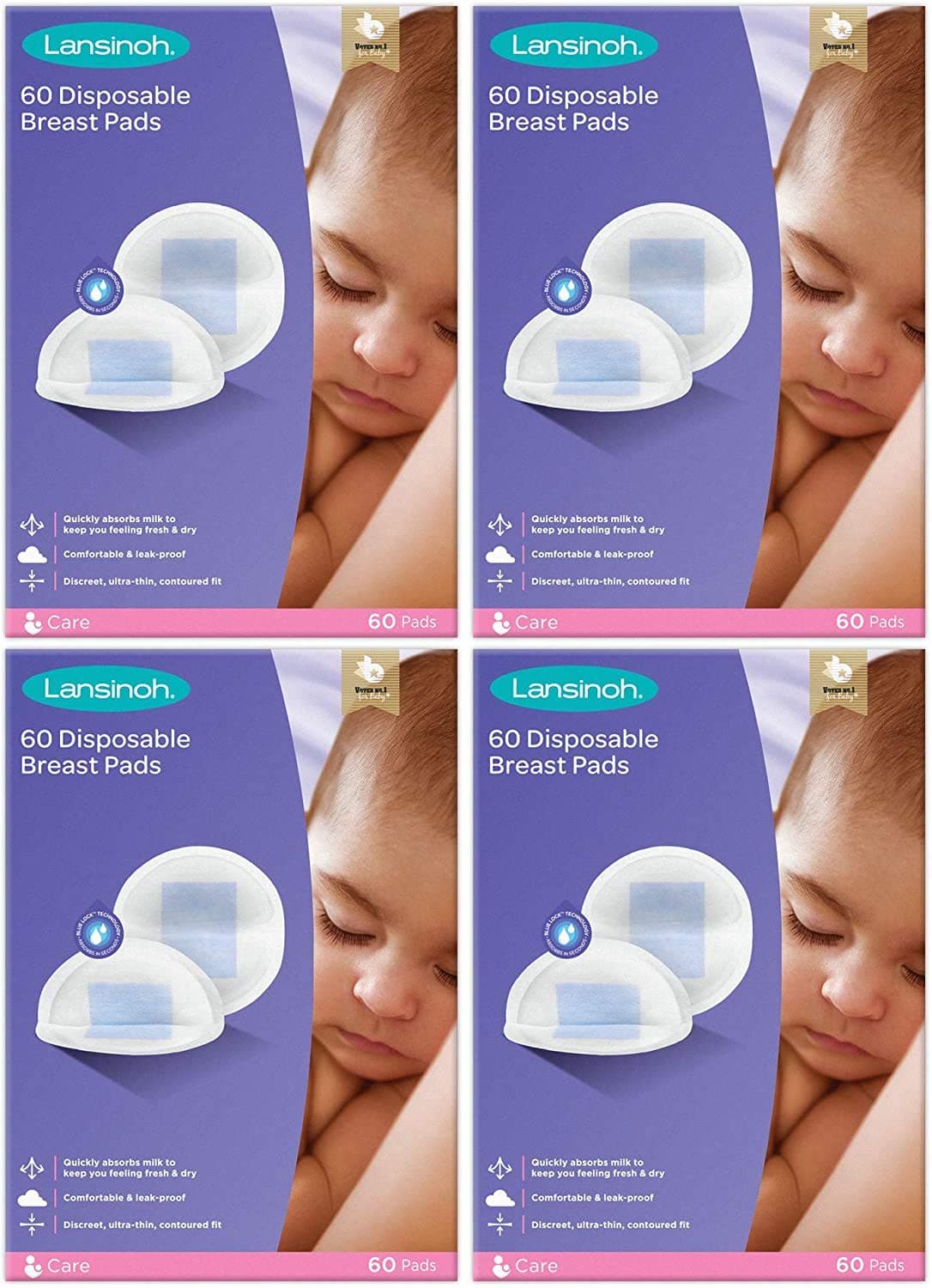 Lansinoh, Disposable Nursing Breast Pads with BlueLock core pack of x 60 pads 265, purple, Count