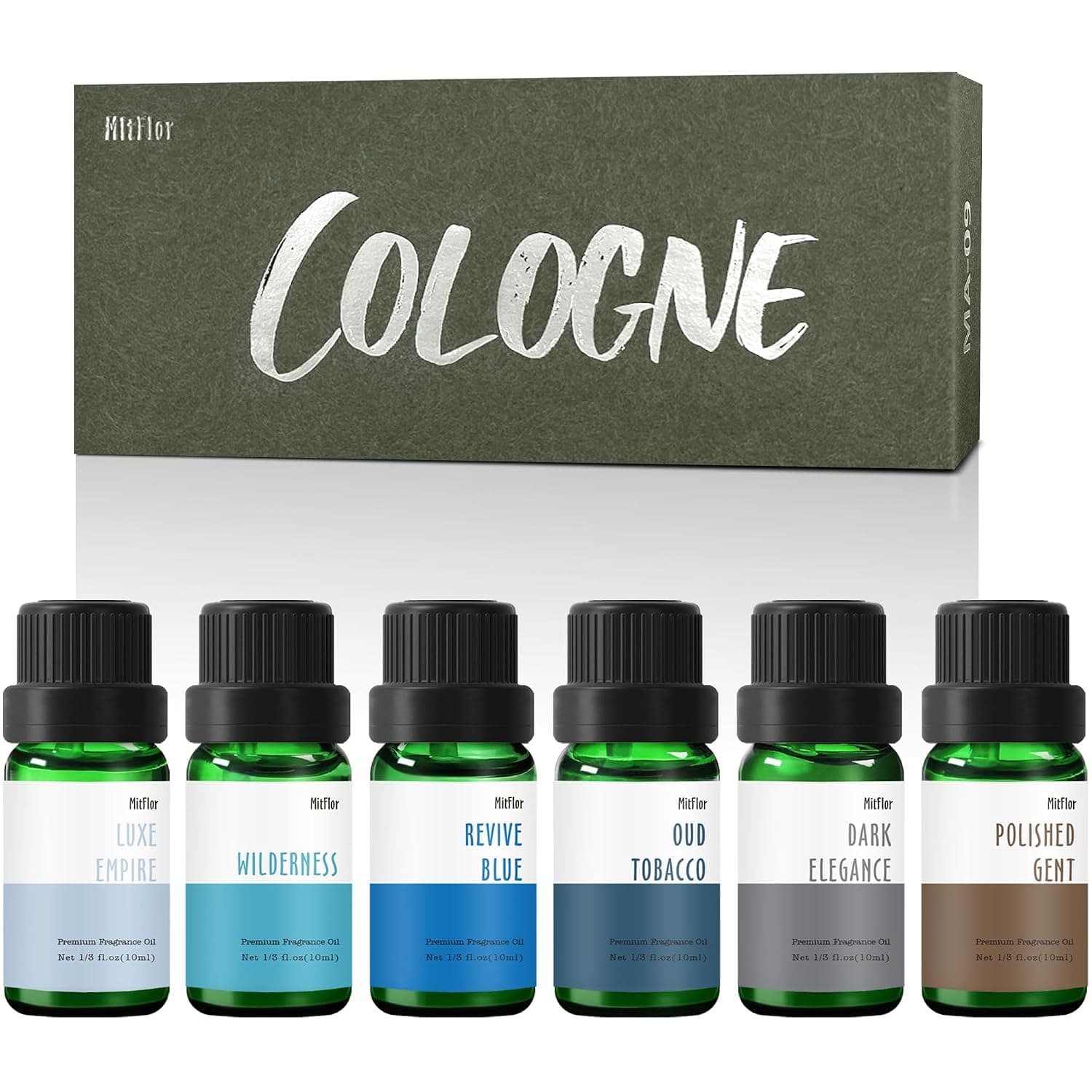 Fragrance Oil, MitFlor Cologne Perfume Oils for Men, Scented Essential Oils for Diffusers for Home, Soap & Candle Making Scents, Aromatherapy Diffuser Oils Gift Set, 6 * 10ml | Candle Scents for Candle Making, Soap Oils, Essential Oil Gift Set