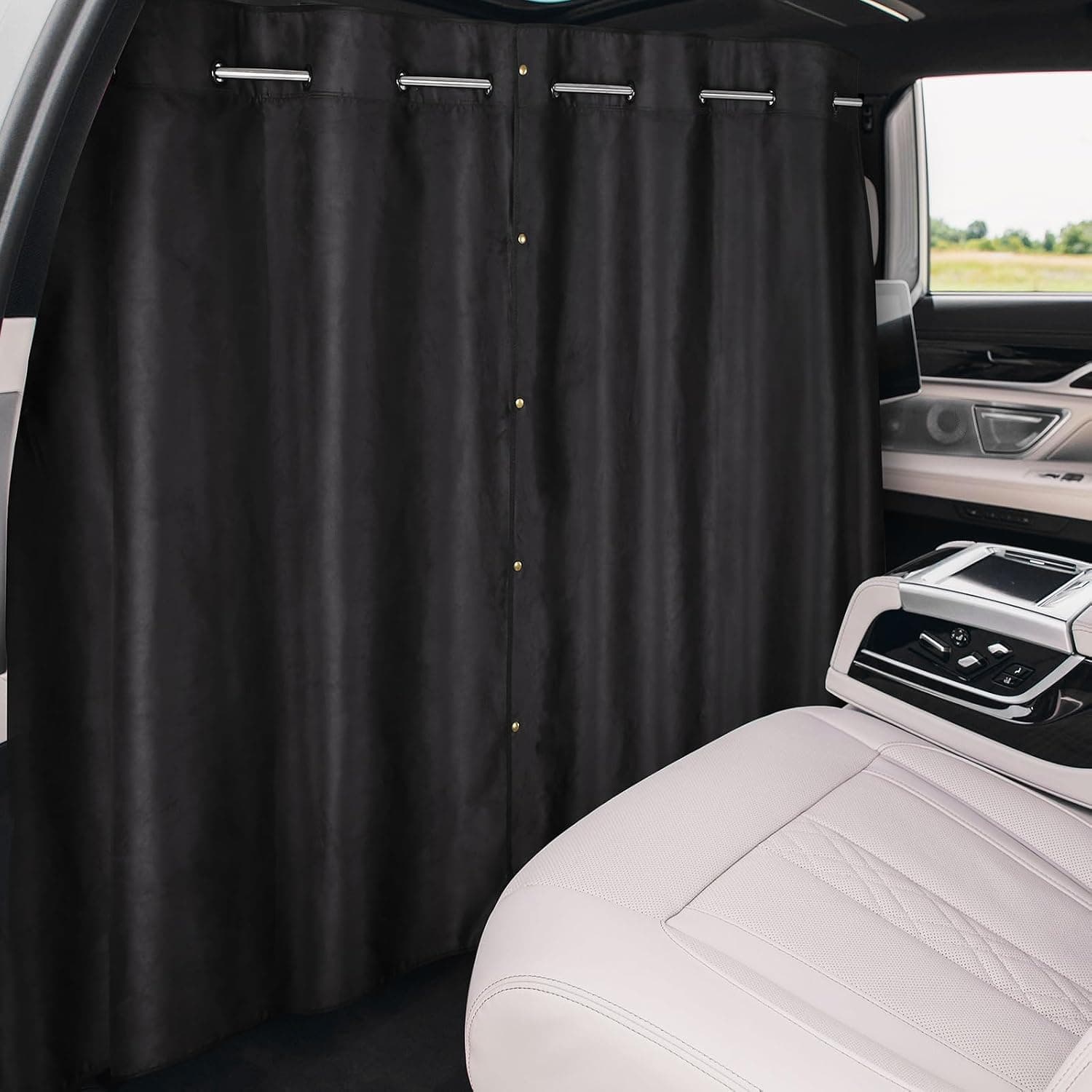 ZATOOTO Car Divider Curtain 5.25 ft * 3.48 ft,Soft Suede for Durable | Car Privacy Curtains with Pole Backseat Blackout Curtain,For Camping Travel and Breaks, Lengths Adjustable for Most Cars