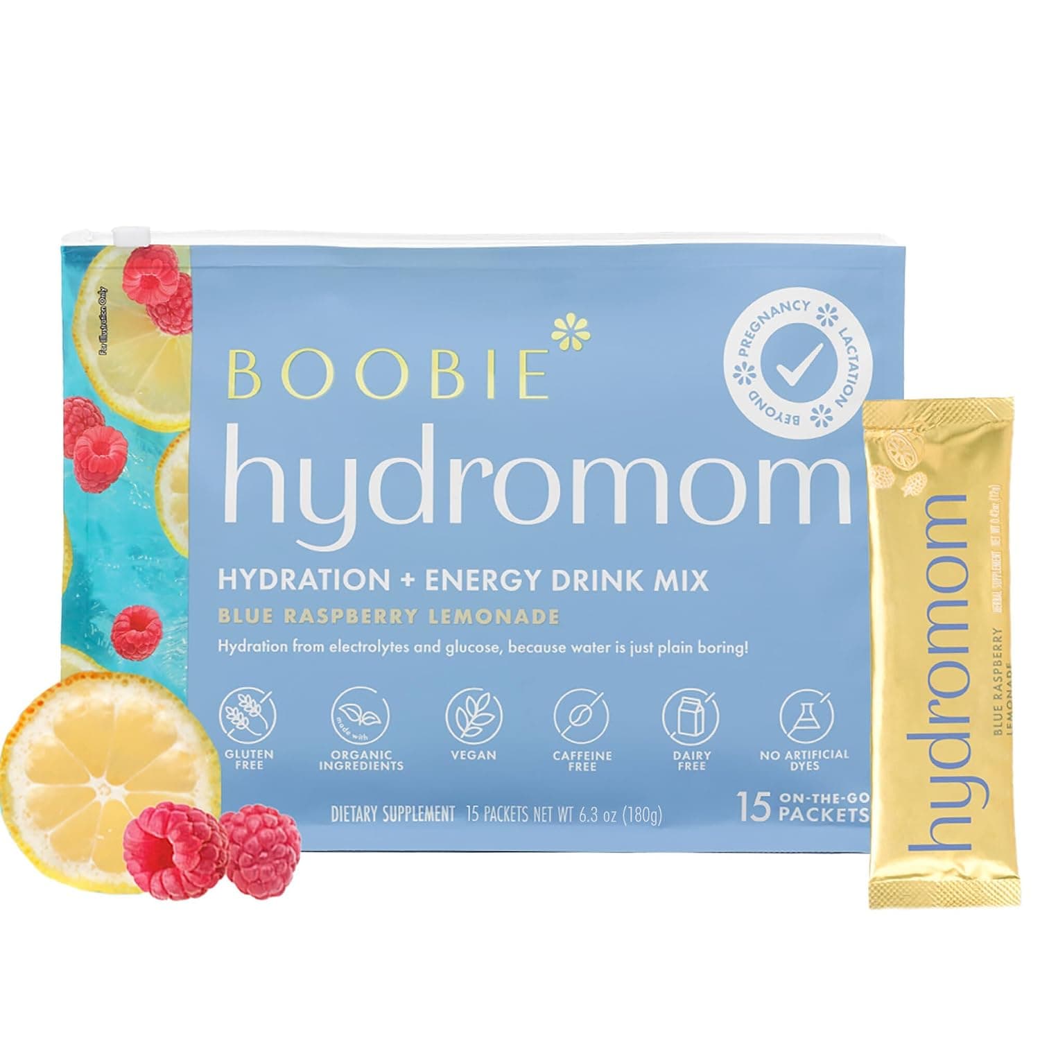 Hydromom Electrolyte Drink Mix for Moms (Blue Raspberry Lemonade)