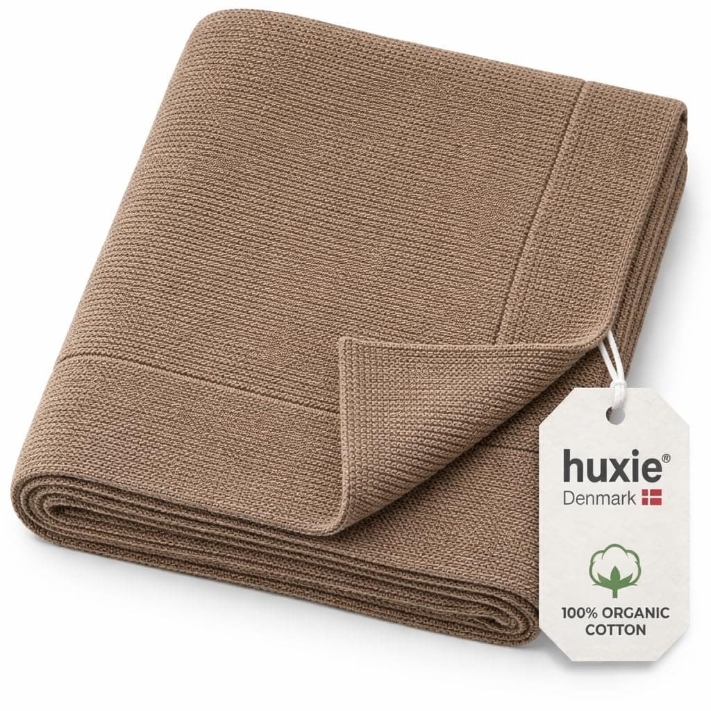 Receiving Blankets, 100% Organic Cotton Knit, Newborn Baby Swaddle | GOTS-certified, soft breathable layer for stroller, car seat & nursery, shower gift