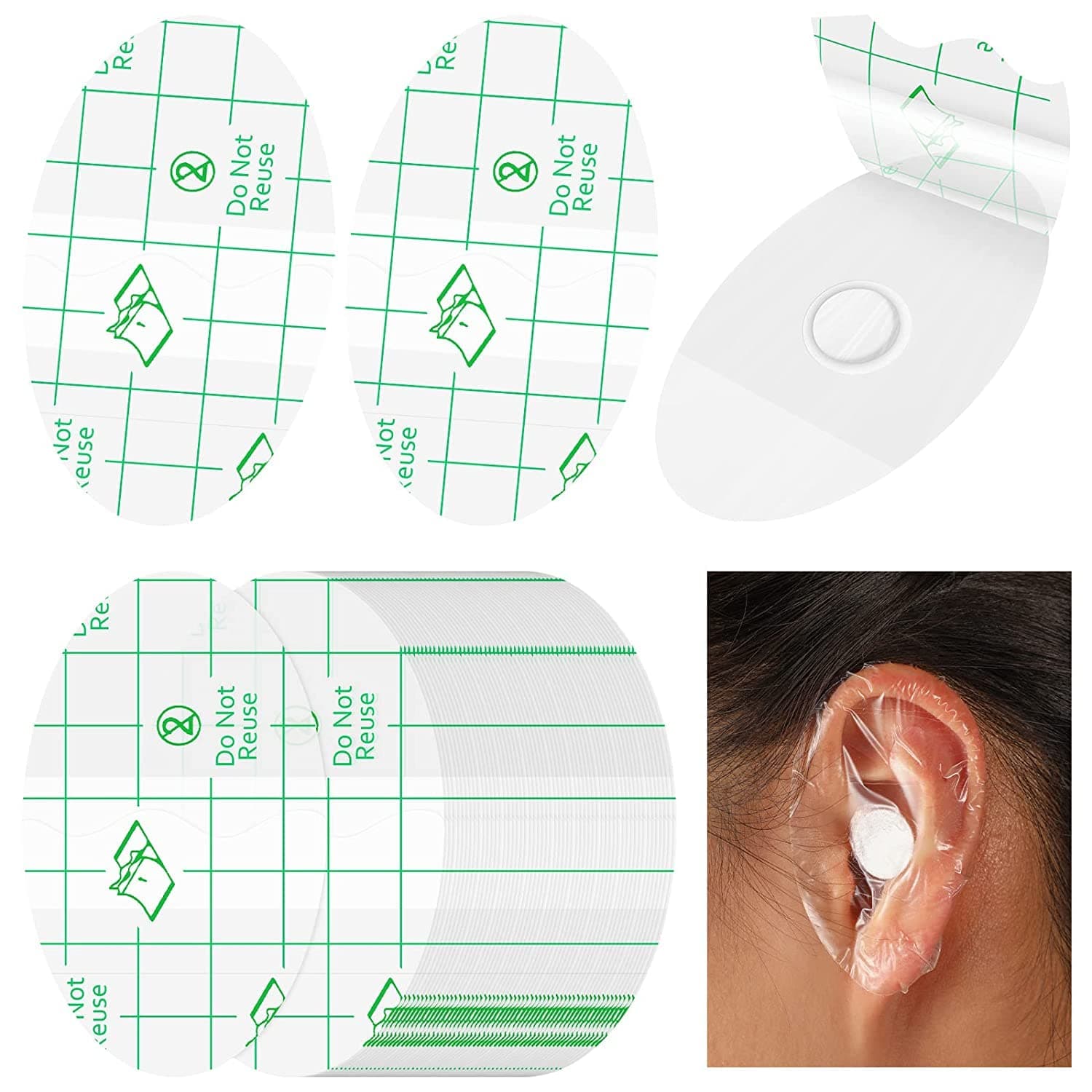 60 PCS Waterproof Ear Covers For Baby Kids Swimming Showering, Disposable Ear Protection Cover Stickers for Surfing and Water Sports