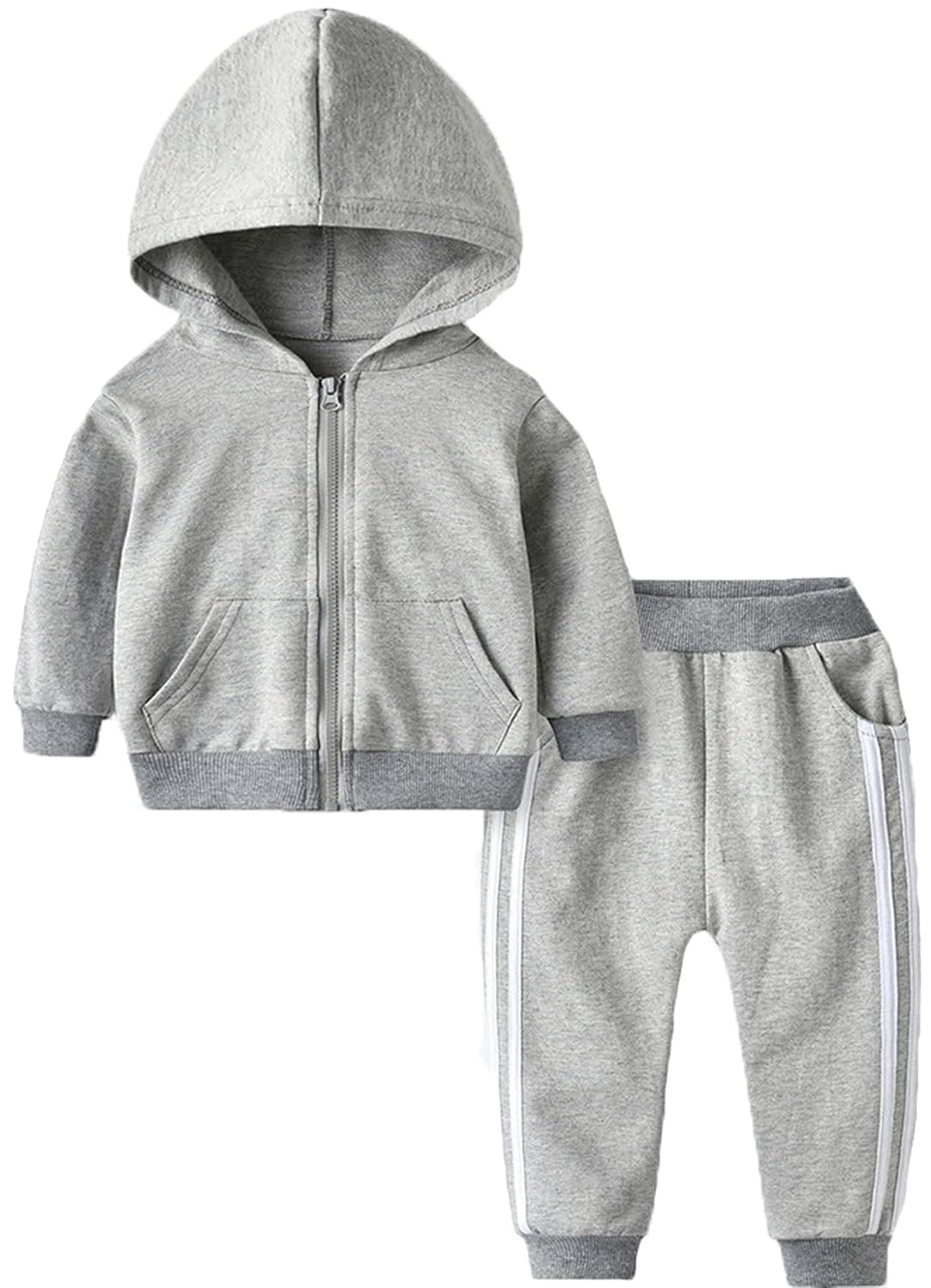 Toddler Boys Girls Clothing Set Zip Cotton Sweatsuits Kids Sports Clothes Outfit Athletic Jacket Outerwear 6M-5Y