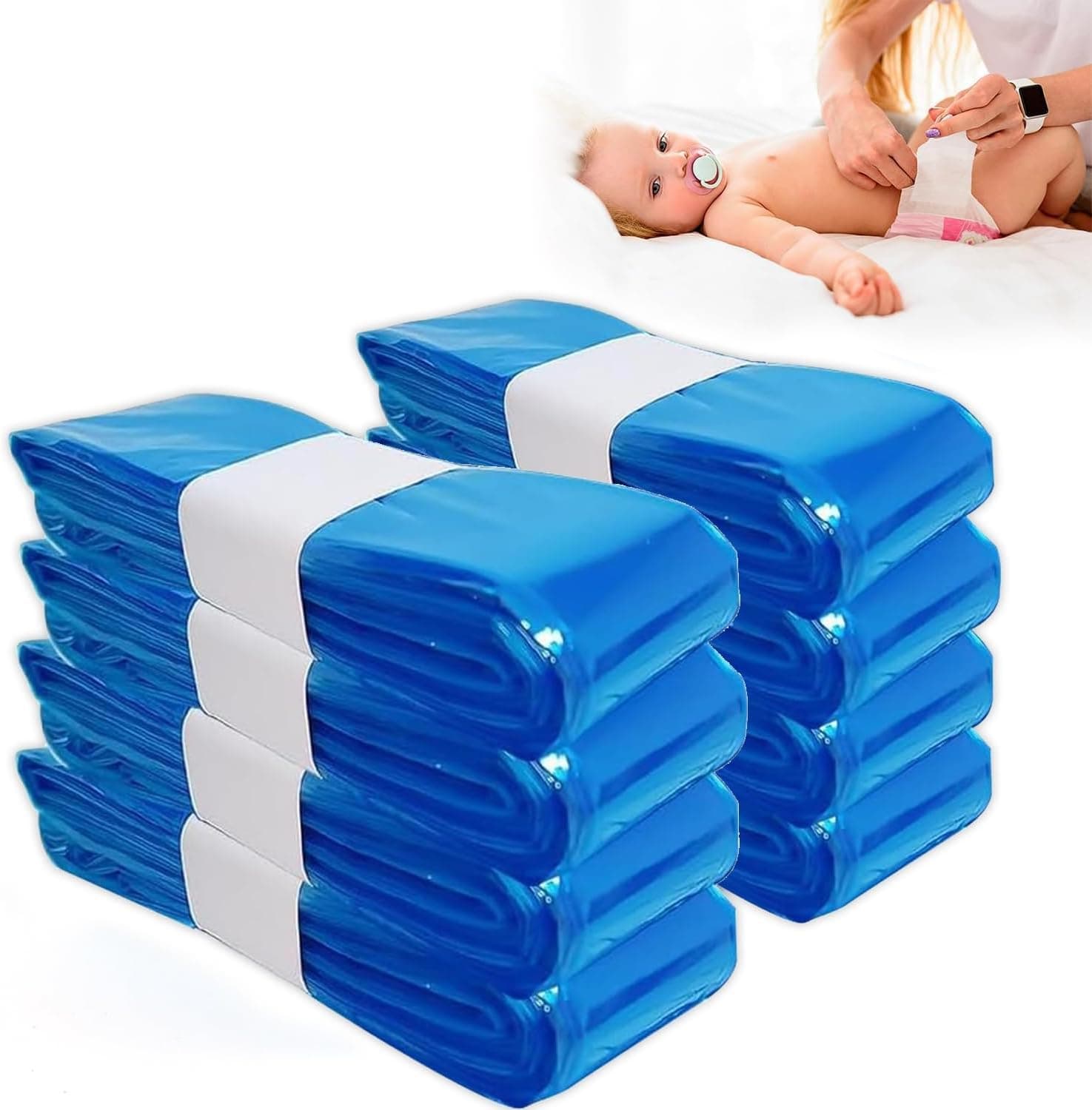 8 Pack Diaper Pails Refills, Diaper Bin Nappy Bags Compatible with Tommee Tippee Twist Click, Tec, Simplee Sangenic, Baby Angelcare Nappy Diaper Bin Liner Pails Disposal Systems