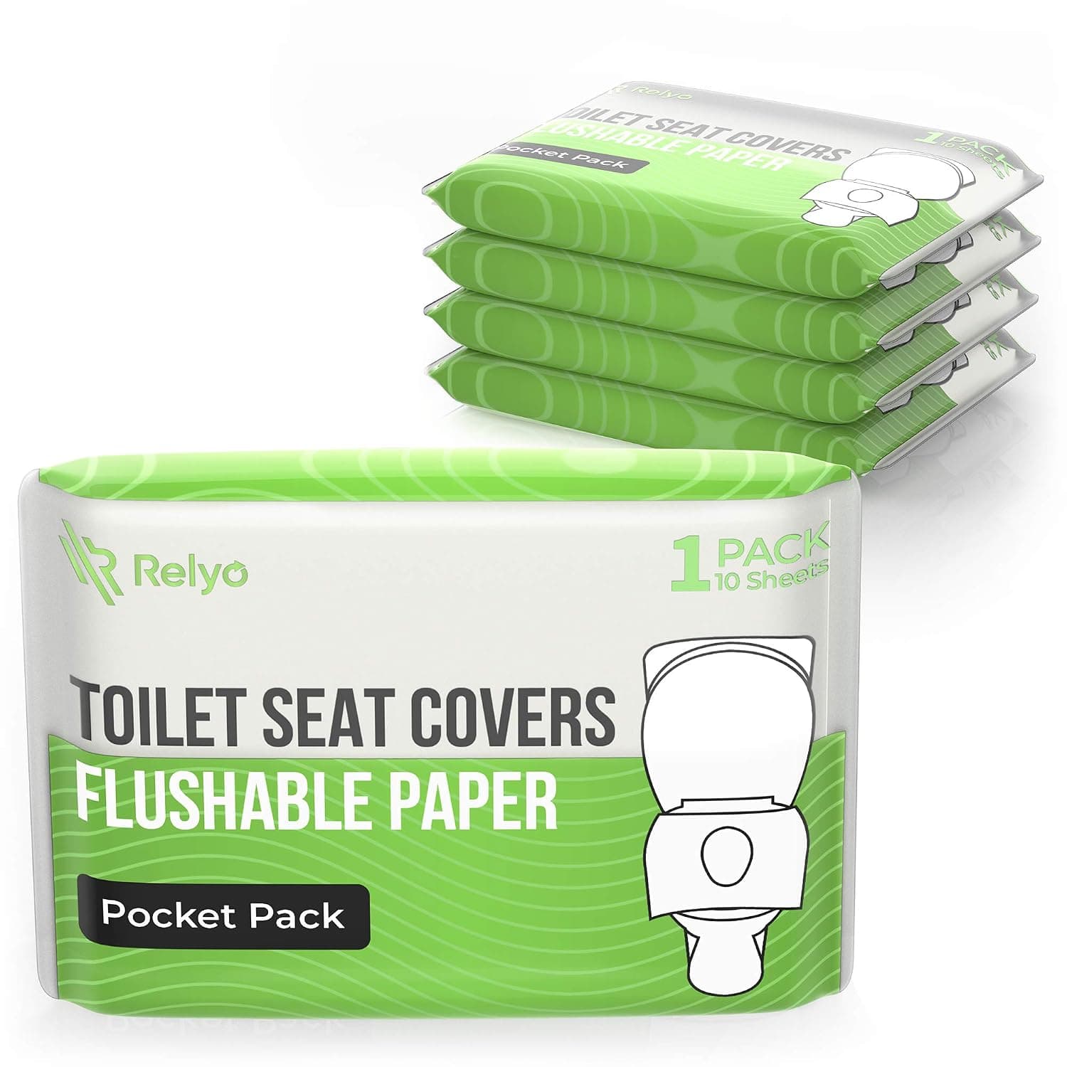 Relyo Toilet Seat Covers Paper Flushable (50 Pack) - XL for Adults and Kids Potty Training, 100% Biodegradable Travel Accessories Public Restrooms, Airplane, Camping