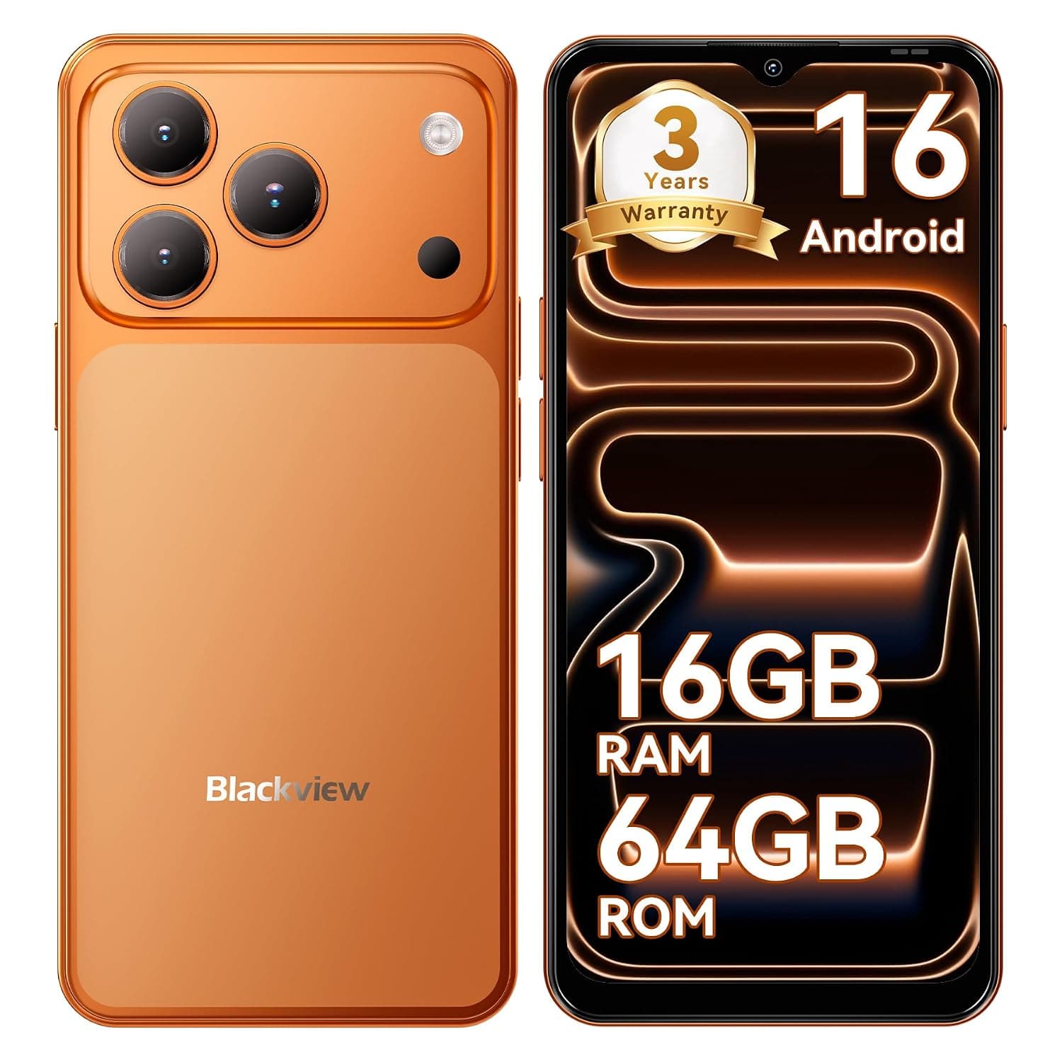 Blackview Wave 7C Android Mobile Phone 16 Smartphones, 16GB + 64GB/2TB, 32MP + 13MP, 5000mAh, 6.56 Inch Smart Phone 4G Dual SIM WiFi Phone 5G/GPS/IP54/3 Card Slots/3.5mm/FM/3 Years Warranty Android 16