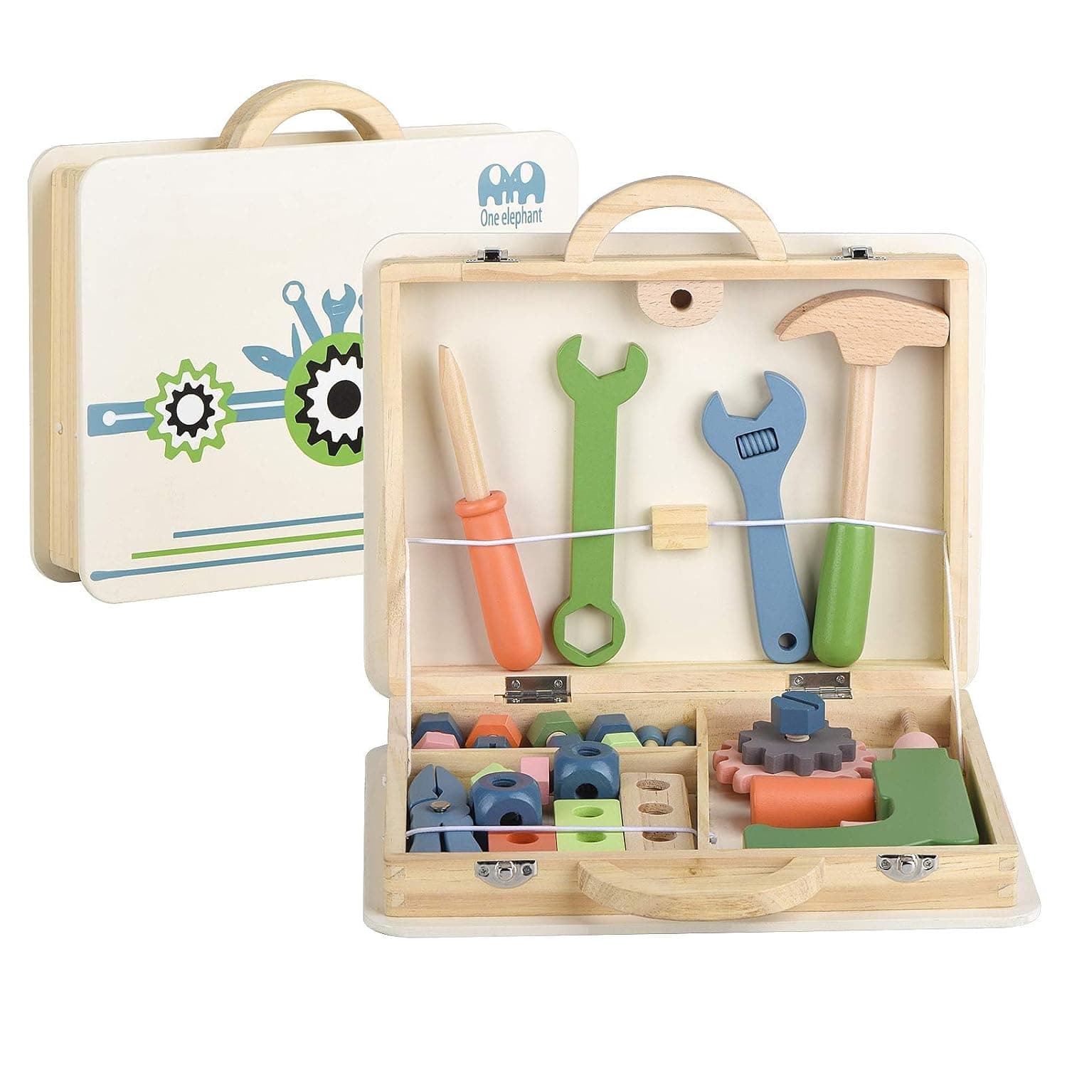 43 Pcs Wooden Tool Box Building Tools Set, Pretend Play Construction Toy for Toddlers, Role Play Set for 3 4 5 Year Old Boys and Girls, Educational Toy for Early Development