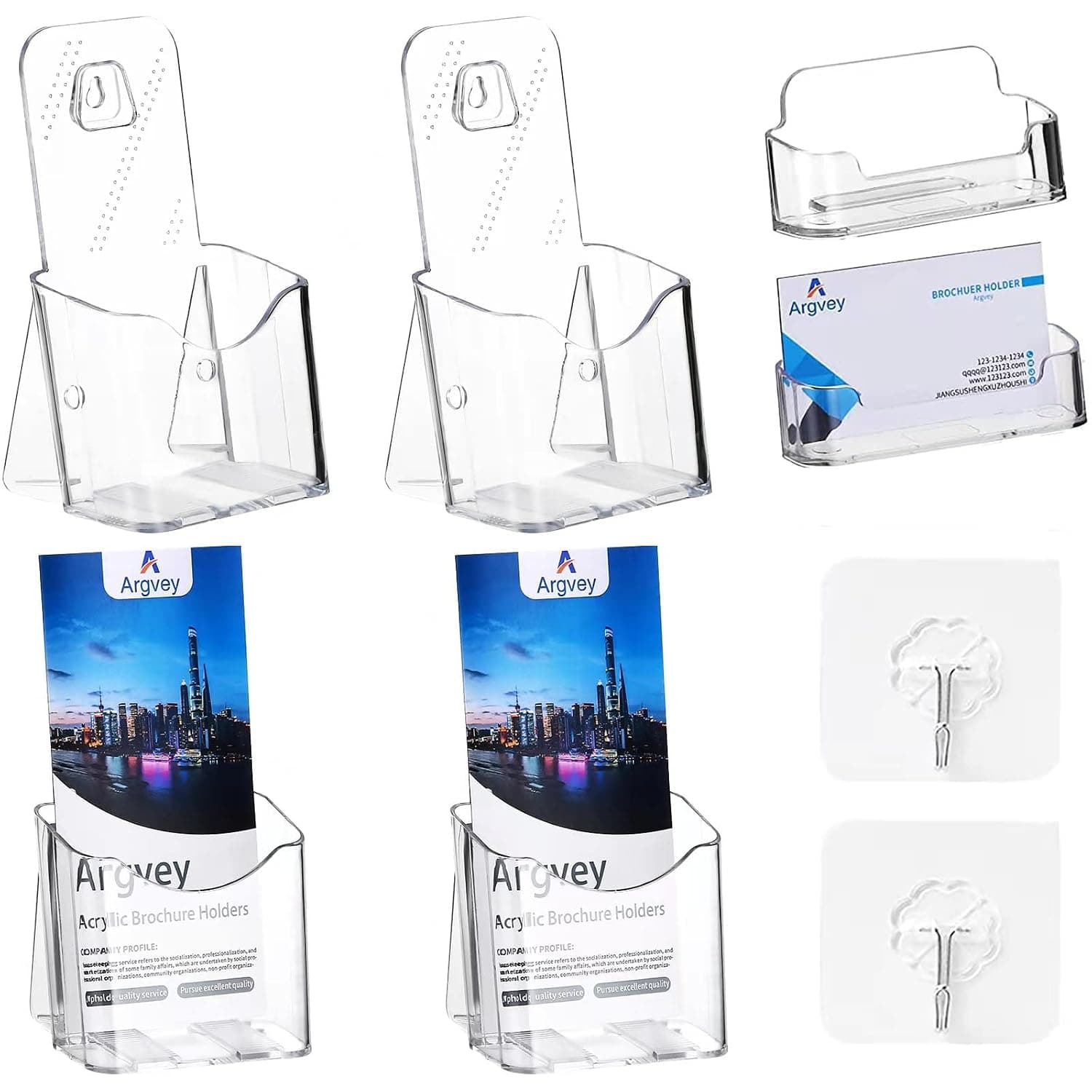 4Pcs Acrylic Brochure Holder, Plastic Trifold 4 Inches Wide Pamphlet Holder Wall Mount/Countertop Organizer for Display Flyer, Booklet, Document, Literature | Plastic Pamphlet Holder Display Stand for 4-Inch Flyers, Booklets, and Menus. For Home, Office, Trade Show, and Retail Stores
