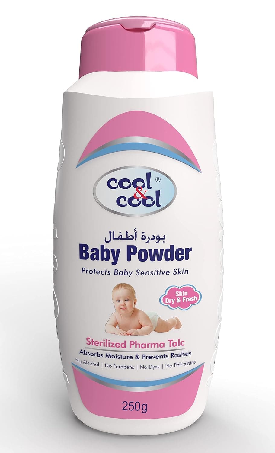 Cool & Cool Sterilized Baby Powder - 250g - Protects Sensitive Skin, Alcohol-Free, Paraben-Free, Dye-Free, Phthalates-Free, Absorbs Moisture, Prevents Rashes,Keeps Skin Dry and Fresh