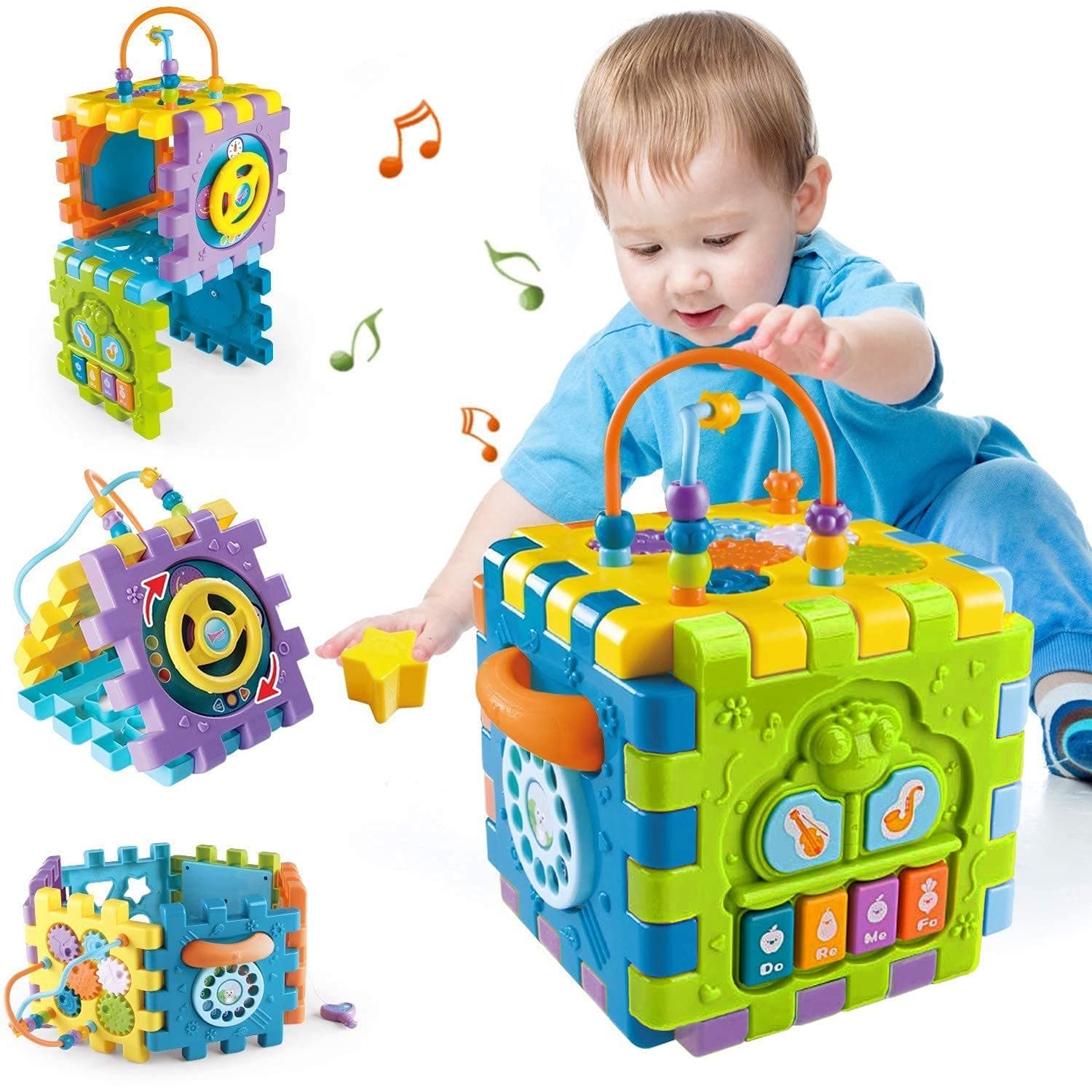 Activity Cube for 6-18 Months - Early Educational Music Light Up Play Center, Montessori Toys for 1-3 Year Old Boys Girls