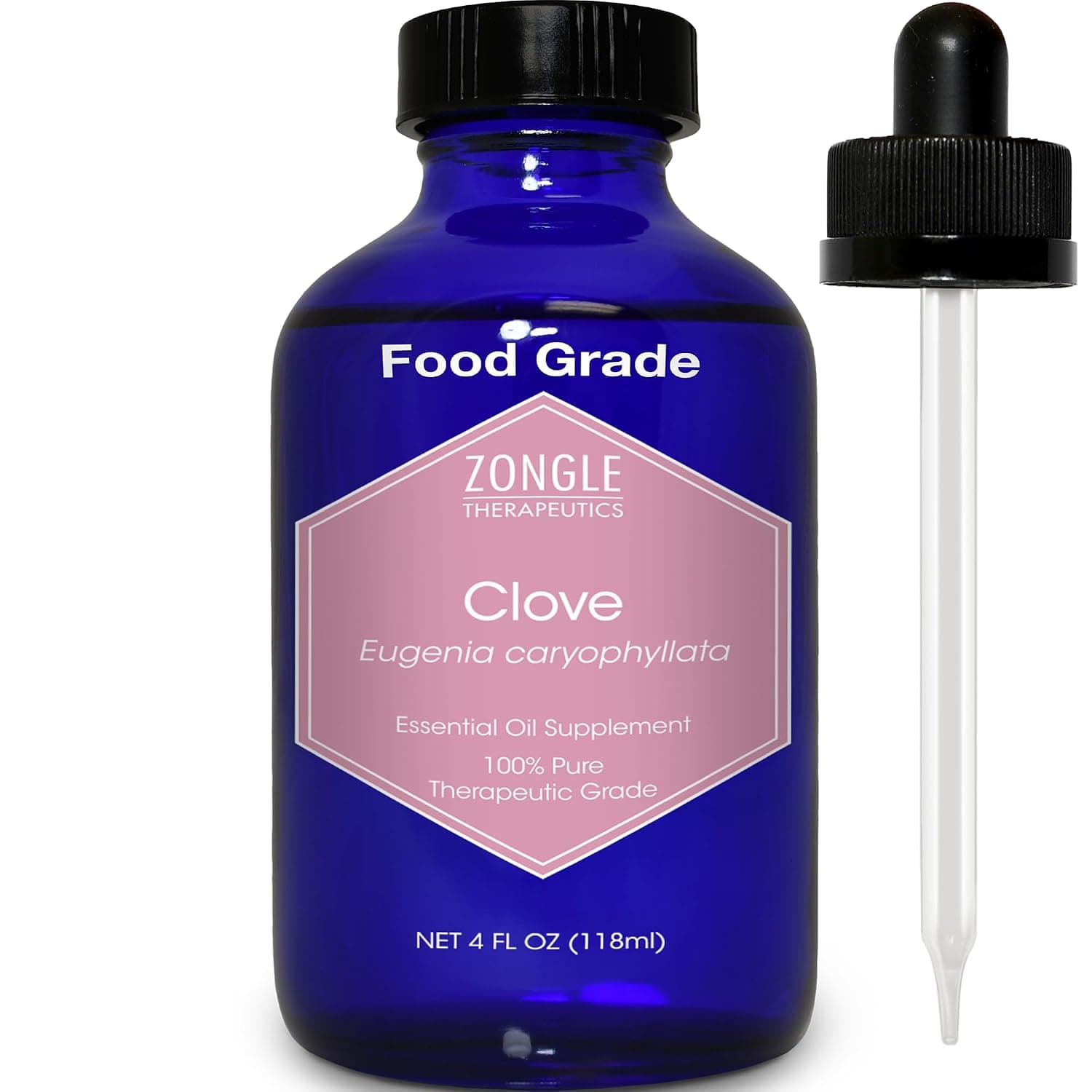 Zongle Therapeutics Pure Clove Oil by – 100% Pure Natural, & Food Grade for Teeth and Gums, Tooth Aches, Tooth Pain, Hair Growth, Oral Consumption, Safe for Ingestion, Edible – 4 OZ