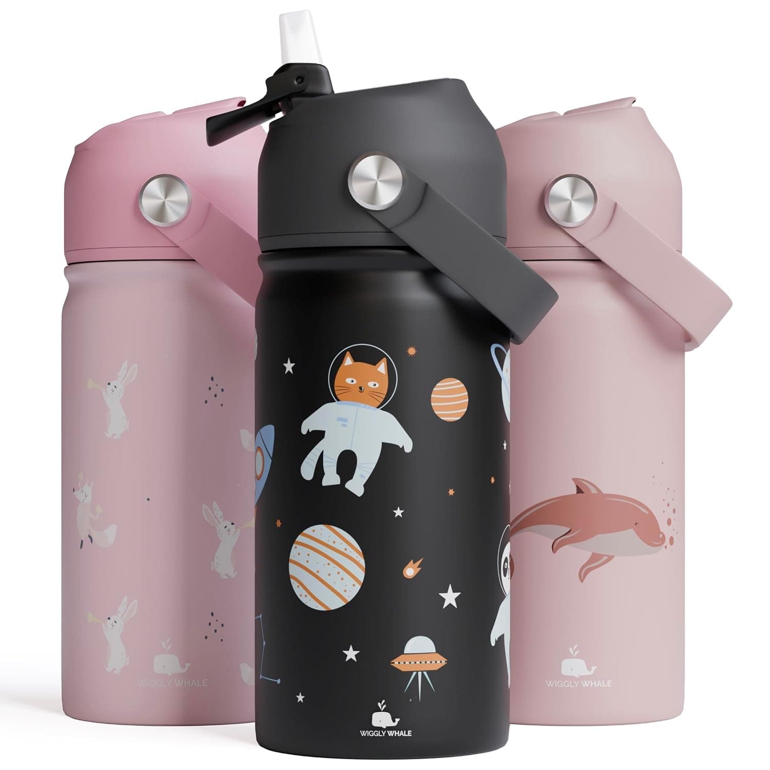 Stainless Steel Water Bottle for Kids - Leak Proof Kids Water Bottle for School - 380ML BPA-Free Toddler Water Bottle with Straw, Double Wall for Hot & Cold Liquids (Purple)