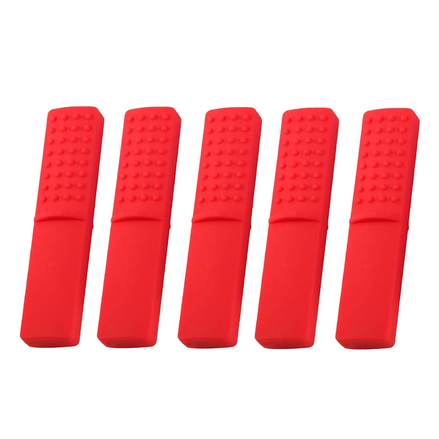 Chewy Oral Tubes Tough Bar for Kids with ADHD, Autism, Biting Needs,Sensory Chew Toy,Oral Motor Chewy Teether Made from Food Grade Silicone Safety for People with Aggressive Biting Habits (5 pcs red)