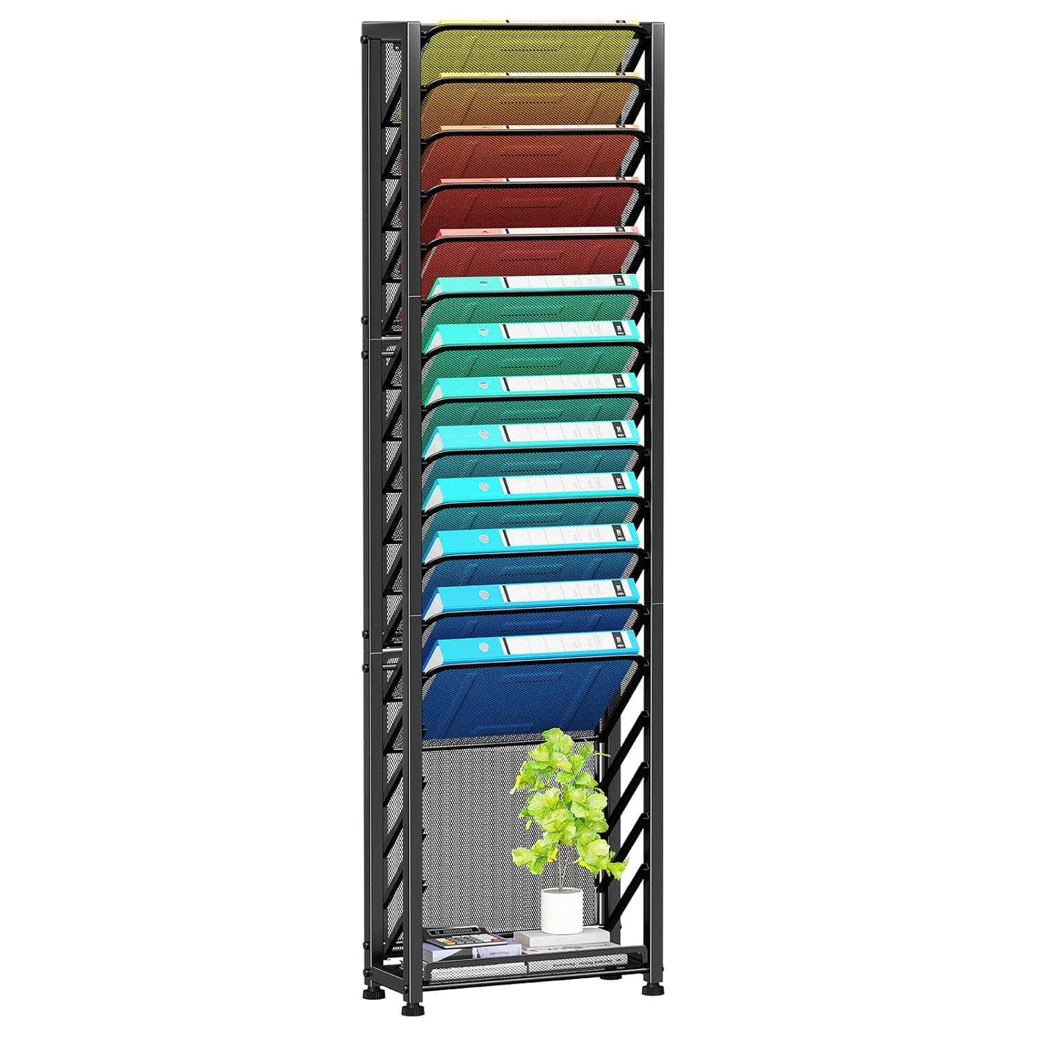 Simple Trending Wall File Organizer, 18-Tier Mesh Hanging Paper Document Folder Holder, Desktop Metal Files Storage Rack for Office and Home, Black