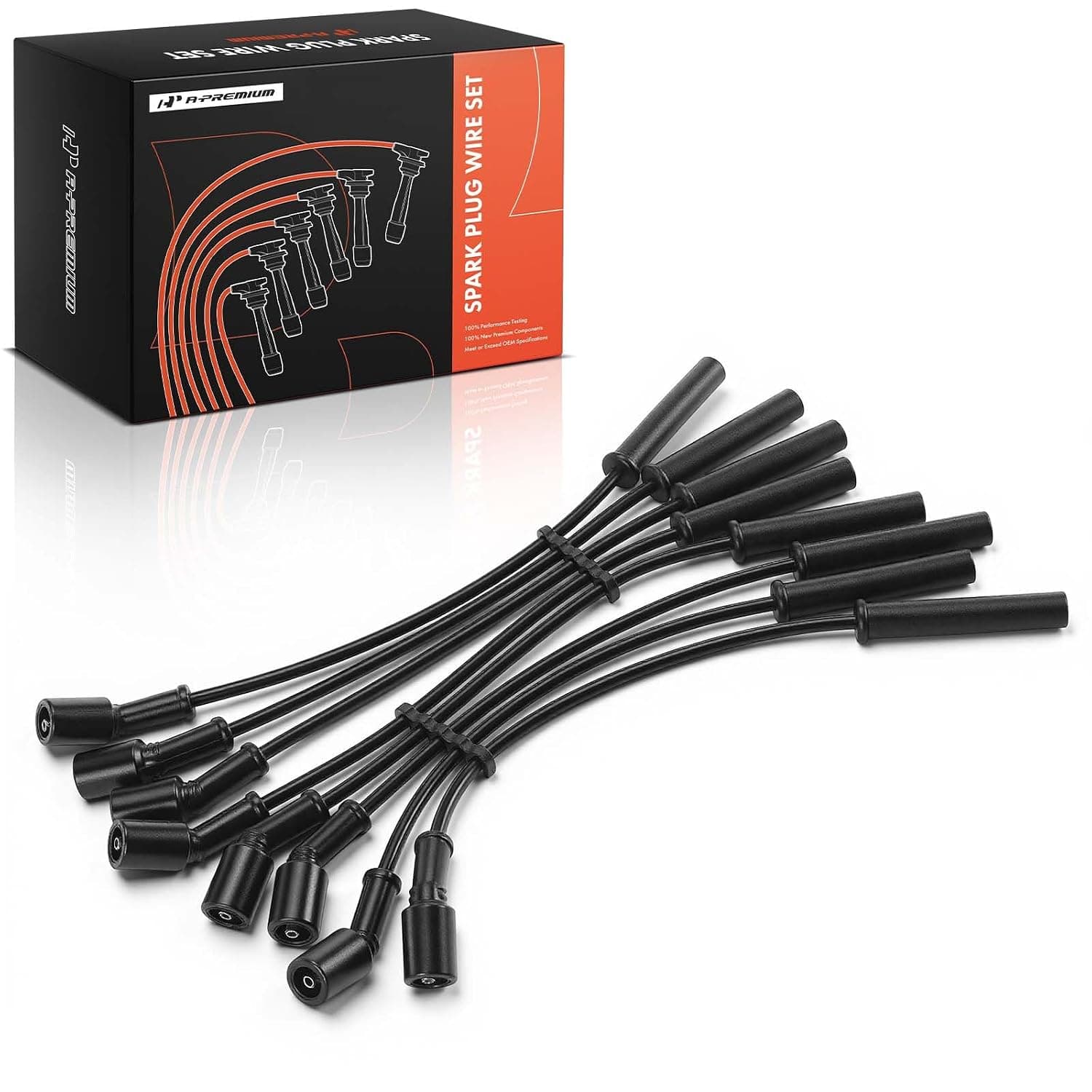 A-Premium 8PCS Ignition Spark Plug Wires Compatible with Chrysler, Dodge, Jeep Vehicles - 4.7L Engine - Aspen 2008-2009, Ram 1500 & Dakota 2008-2010, Grand Cherokee 2008-2009, Commander 2008-2009 | for Dodge Ram 1500/Dakota 2008-2010, Durango 2008-2009 & Ram 1500, Dakota & Jeep Grand Cherokee, Commander & Chrysler Aspen