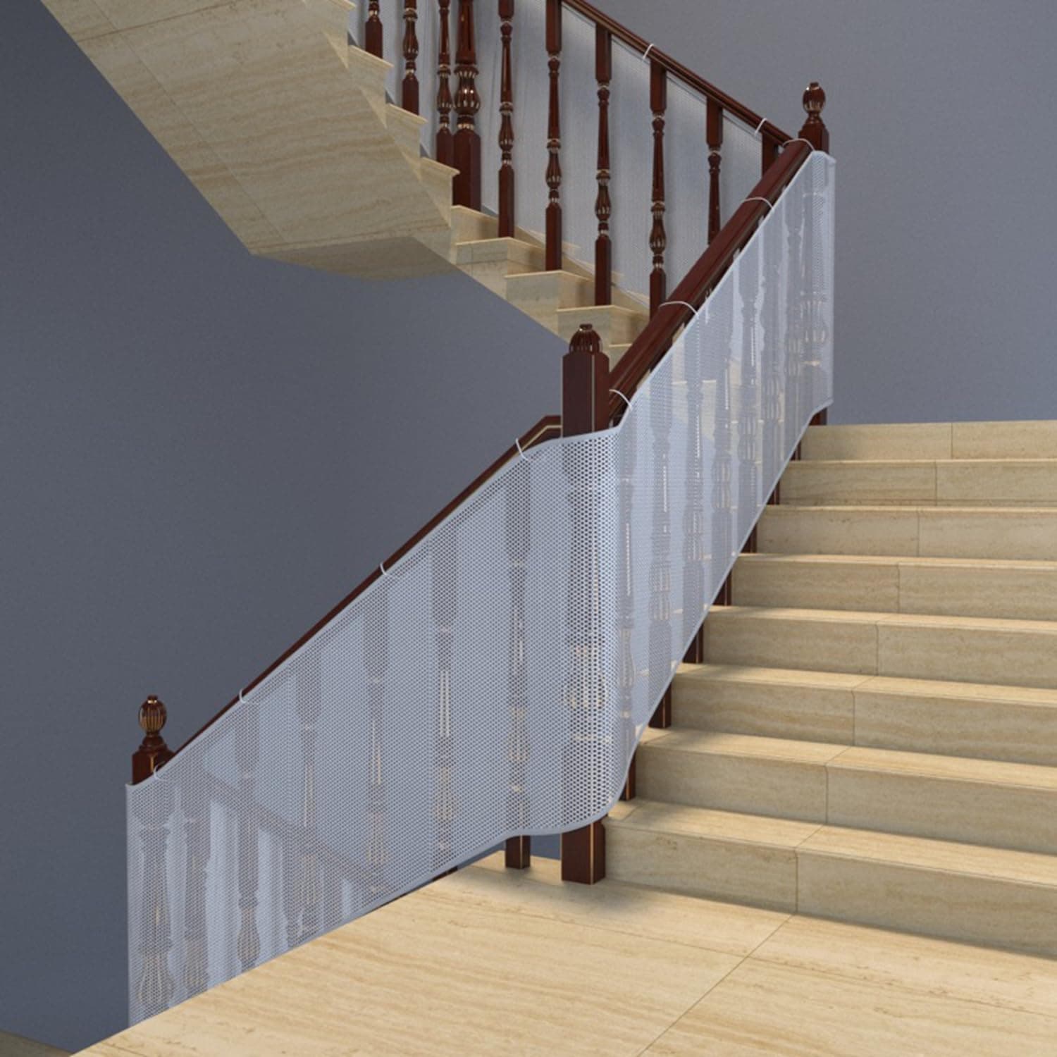 Baby Safety Stair Railing Net Baby Proofing Stair Balcony Banister Rail Guard Child Safety Stair Protection Safe Rail Indoor Outdoor 3m/6m L x 78cm H, White (3m length × 78cm height)