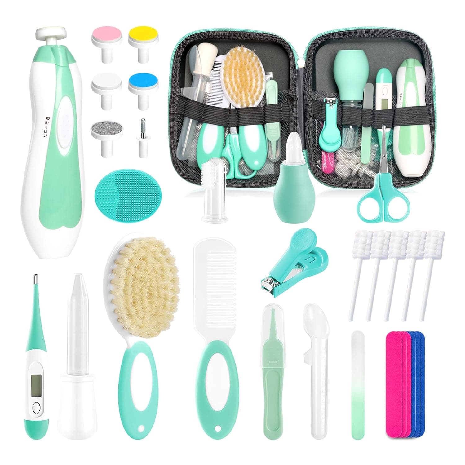 Baby Healthcare and Grooming Kit for Newborn Kids, 31PCS Upgraded Safety Baby Care Kit, Newborn Nursery Health Care Set, Baby Care Products (Green)