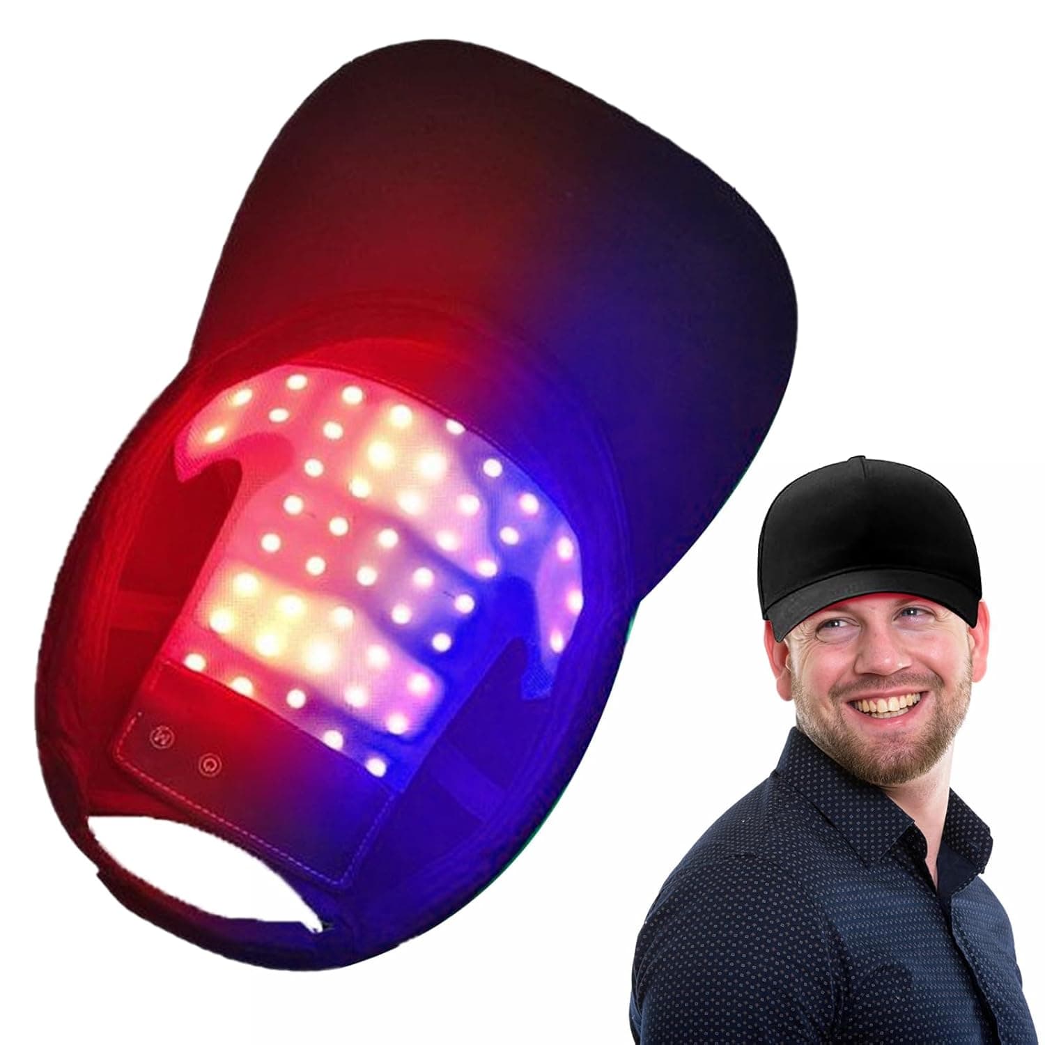 قبعة شعر علاجية بالضوء الأحمر، 48 مصباح ليد 470nm و660nm، بـ 4 أوضاع إضاءة بلون أحمر وأزرق، قبعة لعلاج إعادة نمو الشعر للرجال والنساء، منتجات نمو الشعر للرجال الذين يعانون من ترقق الشعر
