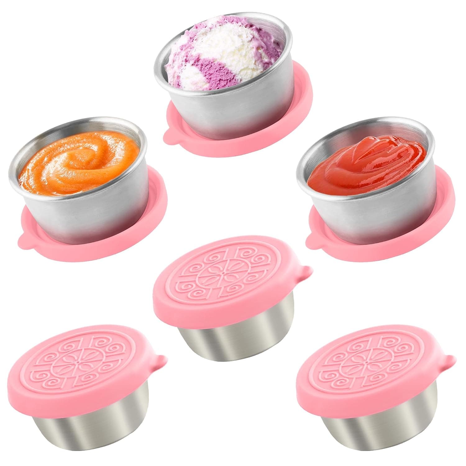 6x1.6 Oz Salad Dressing Containers With Lids, Small Leakproof Reusable Stainless Steel Salad Dressing Container To Go For Lunch Boxes,Sauce containers, Picnics,Travel Meal Prep And Kitchen Storage.