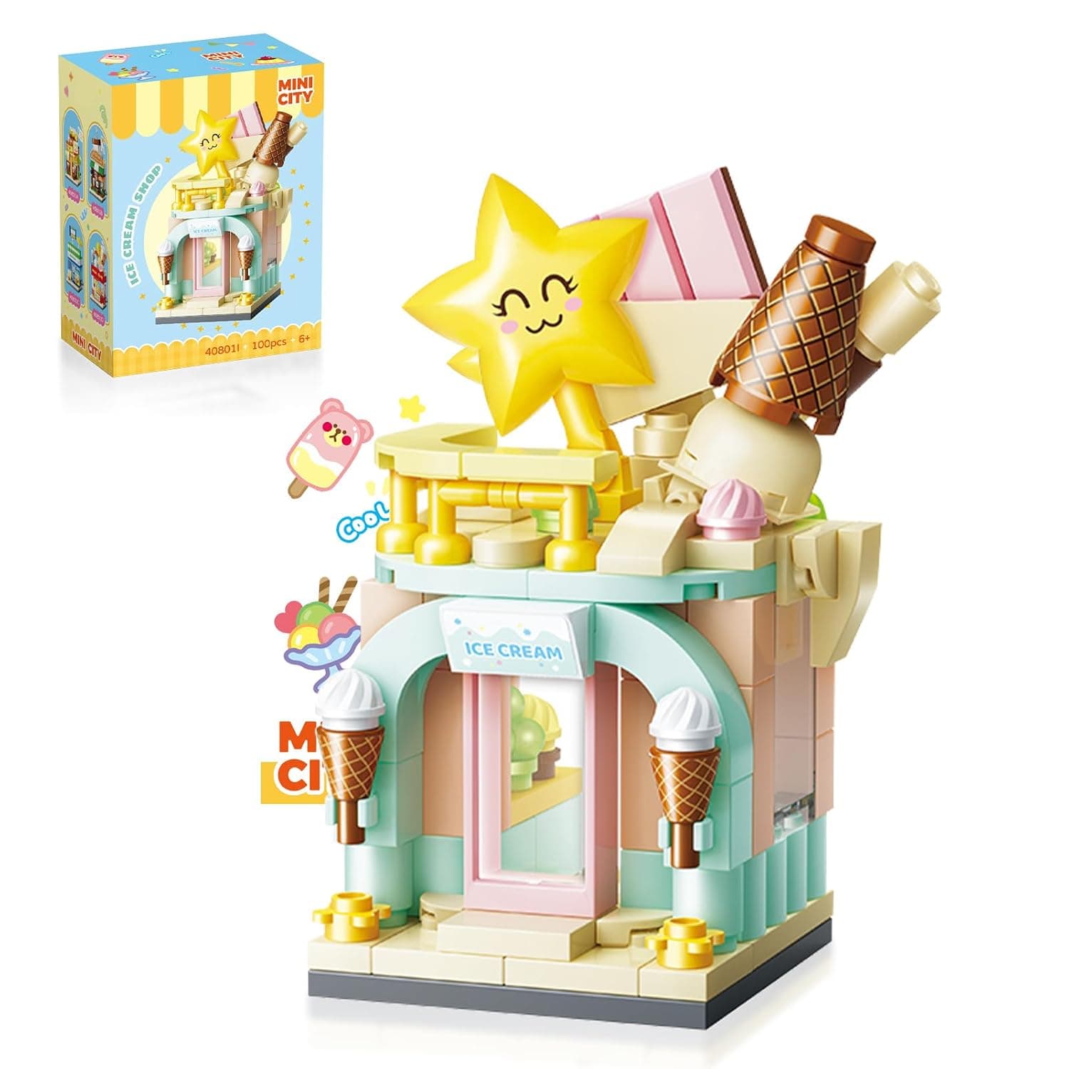 OMIRE Mini Street View Building Blocks Set, 9 Styles + 1 Combo Pack Available, Small Particle Construction Toys, Simulated Coffee Shop/Bakery/Flower Shop Buildings, Educational Gift for Kids-40801I