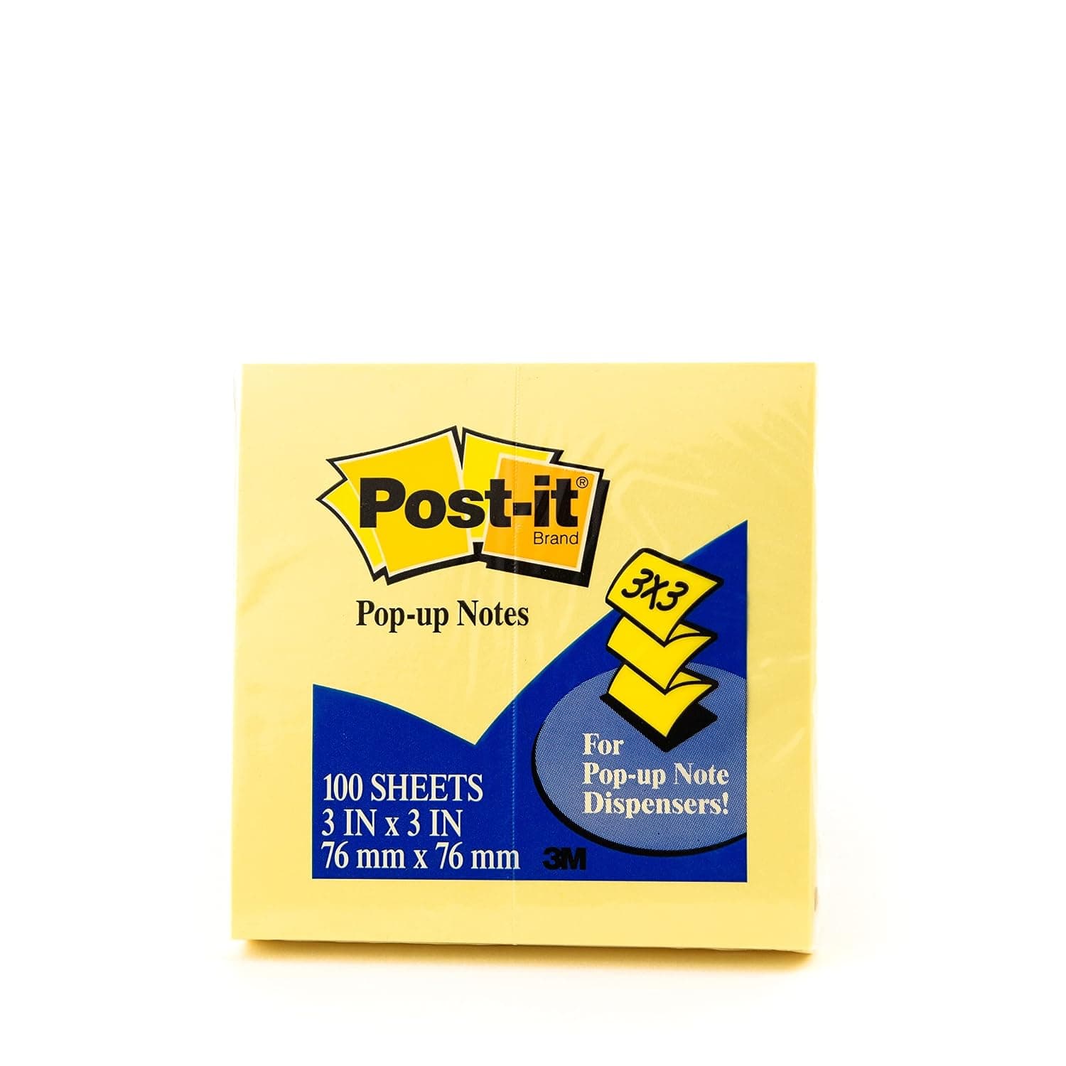 Post-it Pop-up Notes 3 in x 3 in (76 x 76 mm) R330 | Yellow color | Z-Notes | To use with dispenser | Sticky Notes | For Note Taking, To Do Lists | Clean Removal | Recyclable | 100 sheets/pad