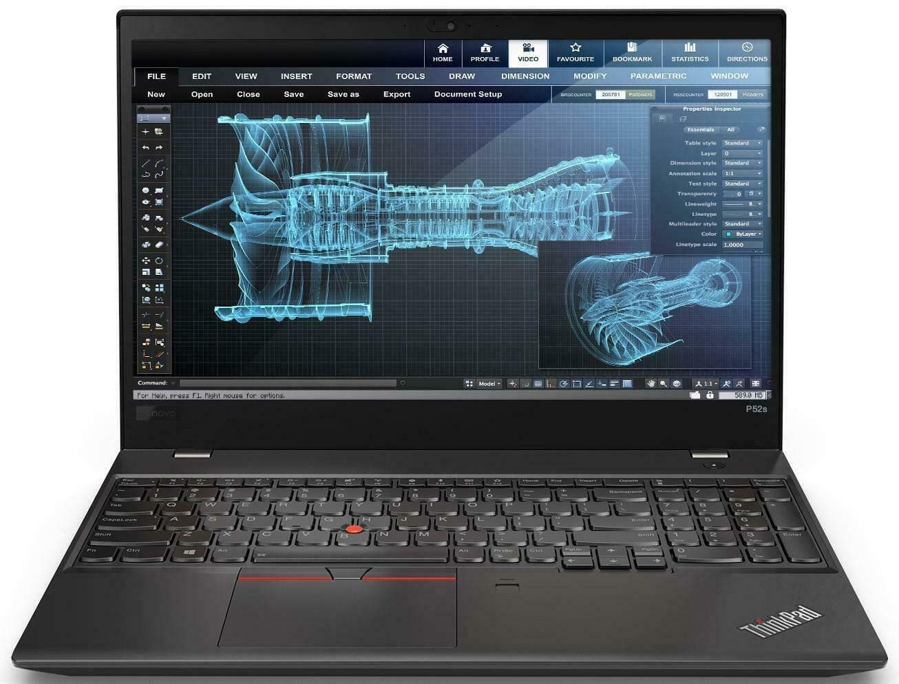 Lenovo ThinkPad P52 Notebook Computer, Intel Core i7-8750U, 15.6 Inch, 16GB RAM, Black, 256GB SSD, NVIDIA Quadro P1000 4GB, Windows 11 Pro (Renewed)