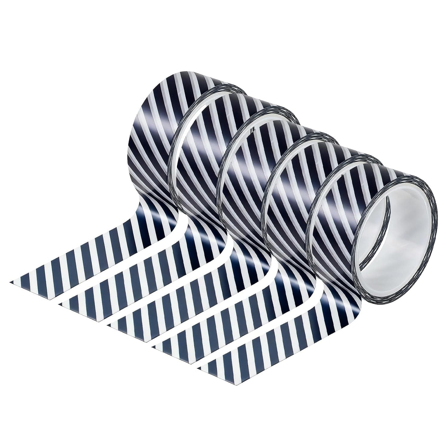 5 Rolls Black Stripe Washi Tape Set, 15 mm Wide Decorative Black Washi Tape Adhesive Masking Tapes Black White Strip for DIY Arts Crafts, Journals, Planners, Scrapbook, Gift Box Wrapping