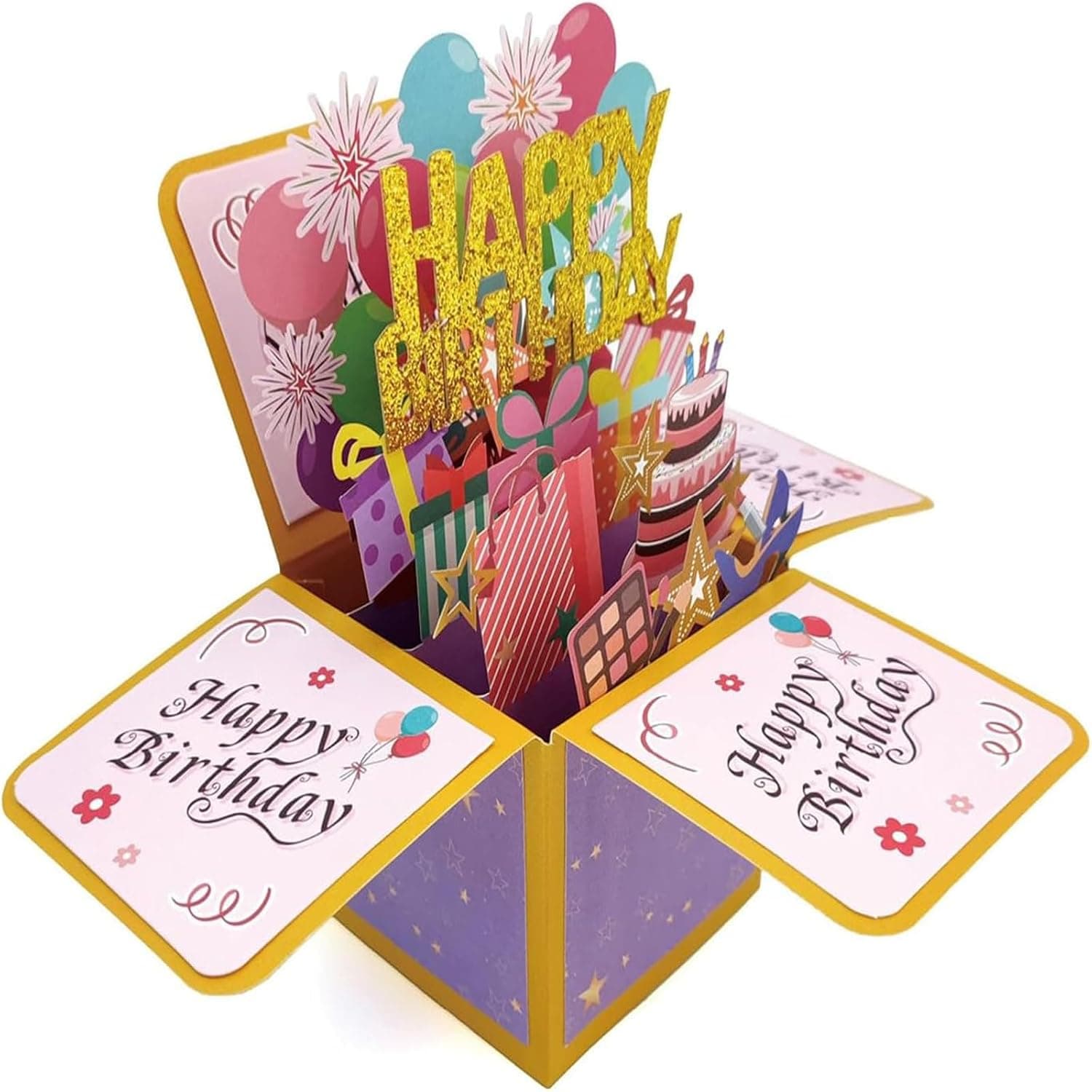 3D Happy Birthday Card, Paper Pop Up Birthday Cards Greeting Cards with Blank Card and Envelope, Unique Birthday Gift for Women Men Kids Husband Wife Mom Dad Daughter