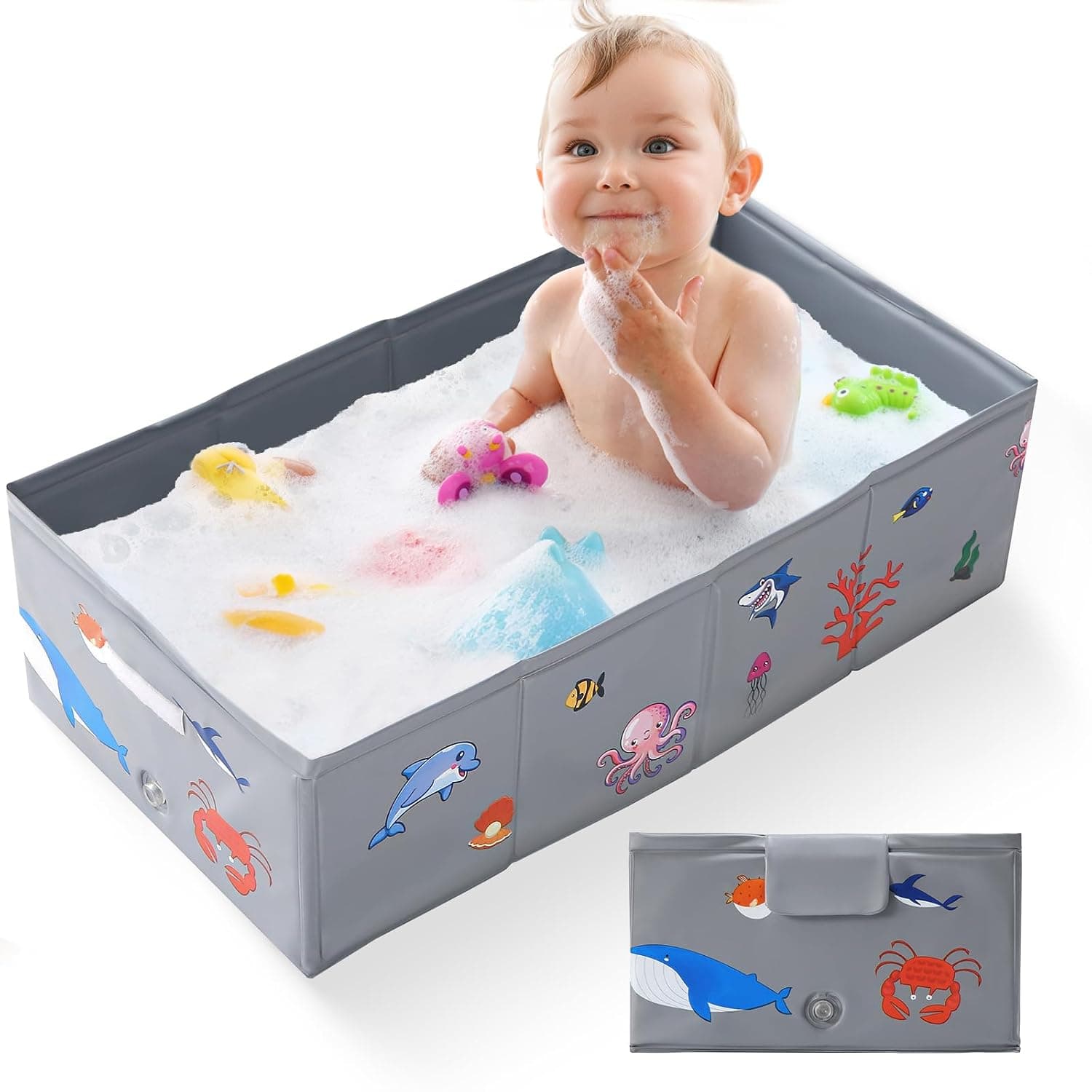 Toddler Folding Tub, Baby Bathtub, Lightweight Portable Bathtub for Kids and Travel, Spacious Converts Shower to Tub, Folds to Store, Easy to Clean, No Need to Assemble