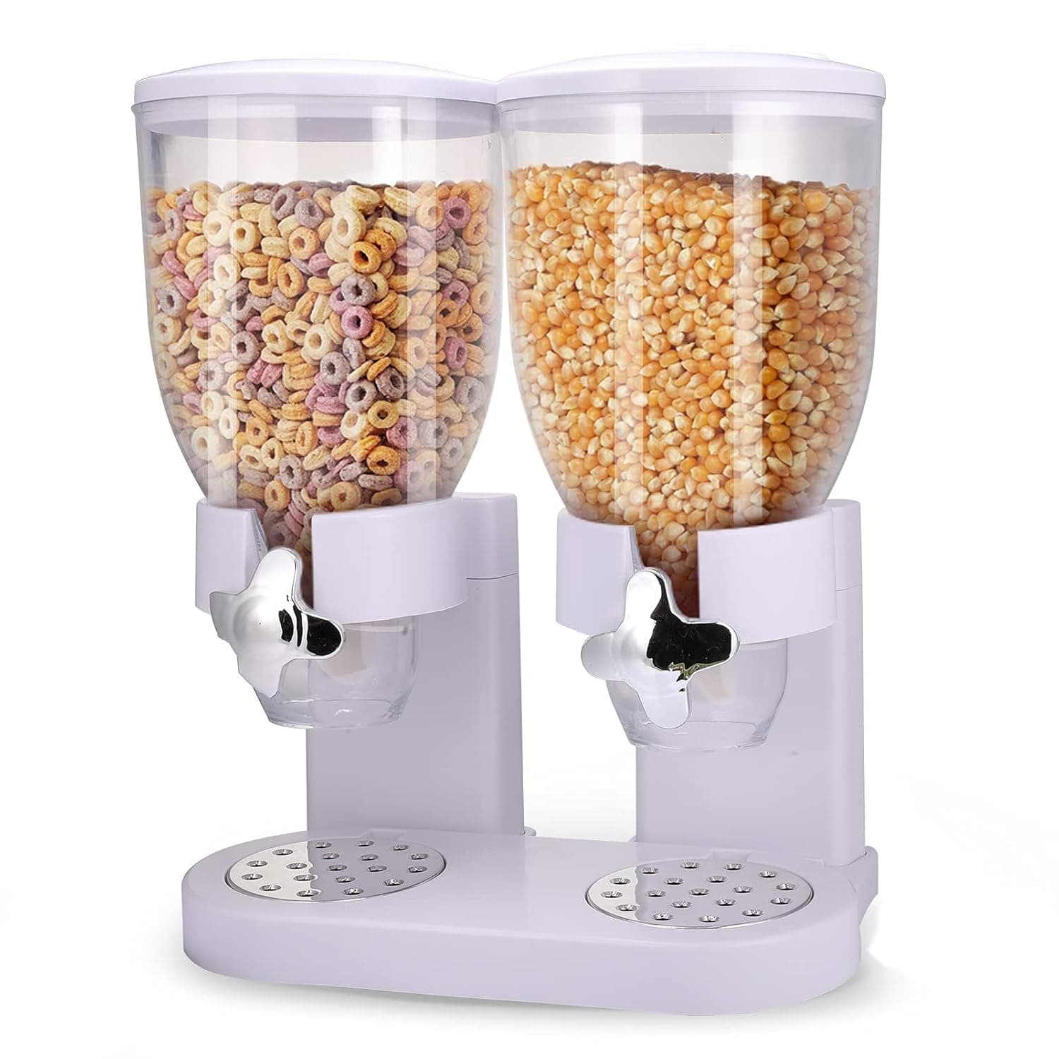 1 Pack Indispensable Dry Food Dispenser,Cereal Container, Candy Dispenser Machine, for Storage Preserving Dispensing Kitchen Rice Nuts Granola Snack Gumball (Style1-White)