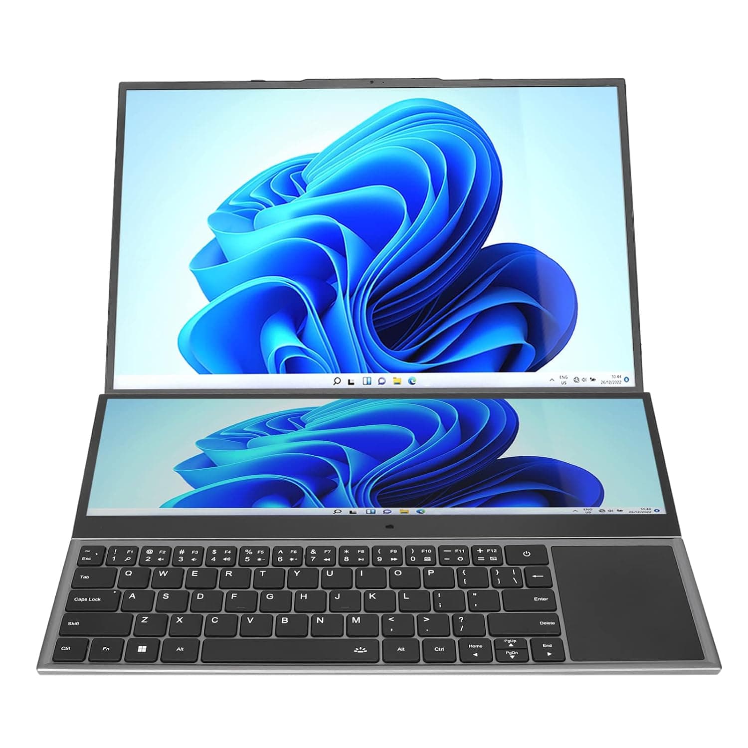 Generic 16 Inch Dual Screen Laptop Support Dual Graphics Cards Screen Laptop 16GB 512GB 13600mAh Battery with Touchpad for 11 for Work (UK Plug)