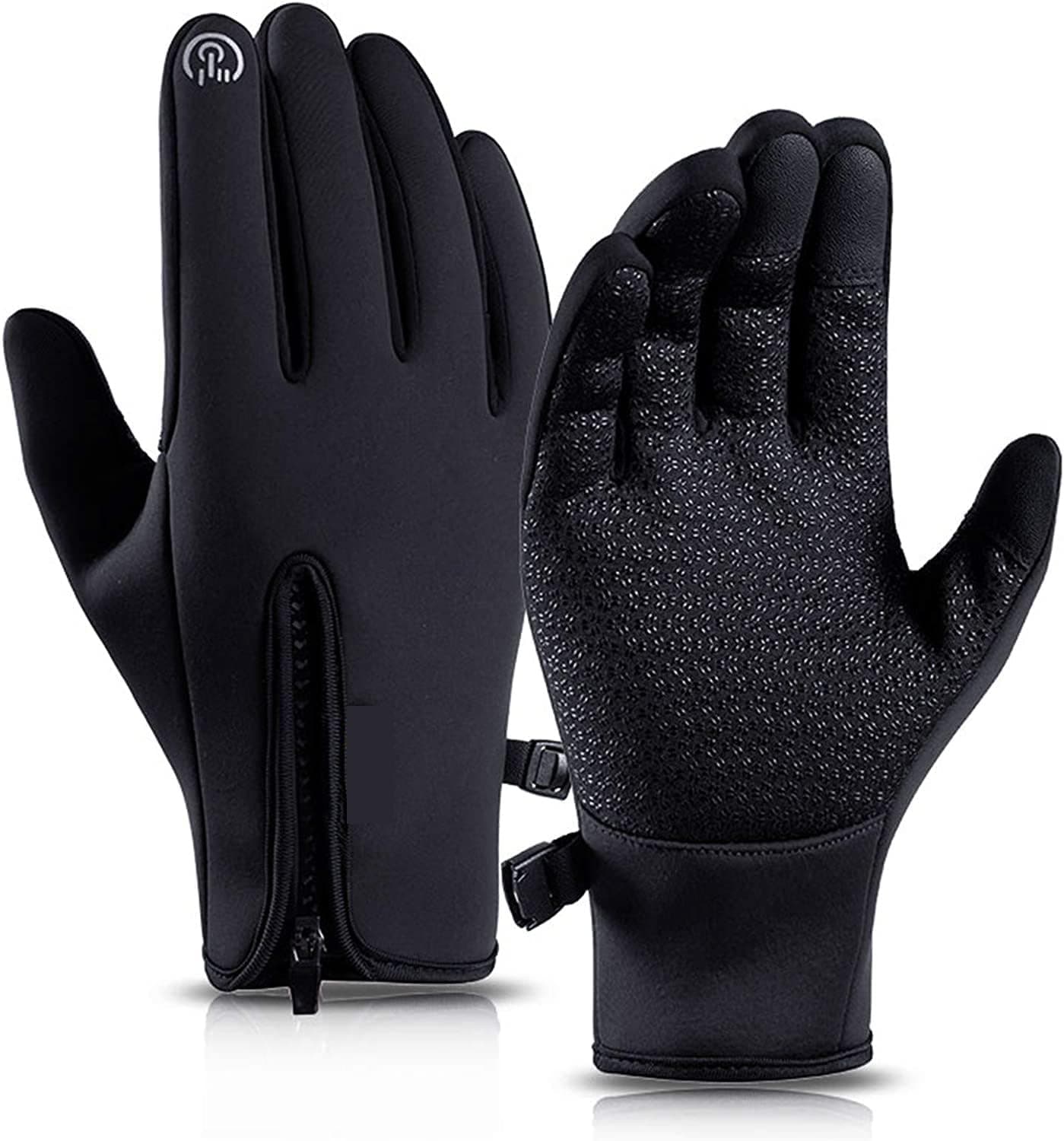 Winter Warm Gloves Men Women Cycling Wkiing Windproof and Waterproof Pu Leather Touchscreen Cold Weather Driving Gloves Black